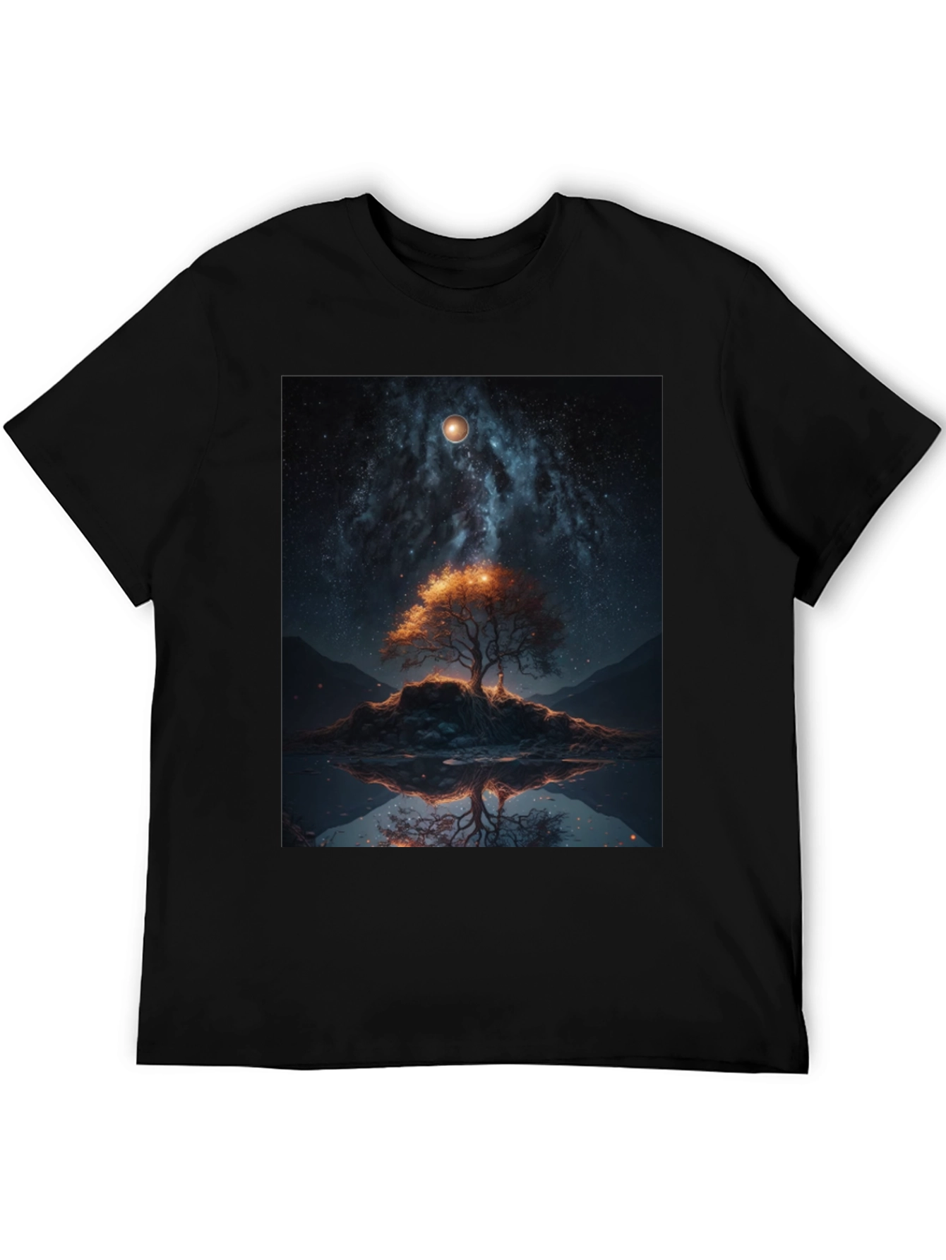 Celestial Tree Graphic Tee - Black