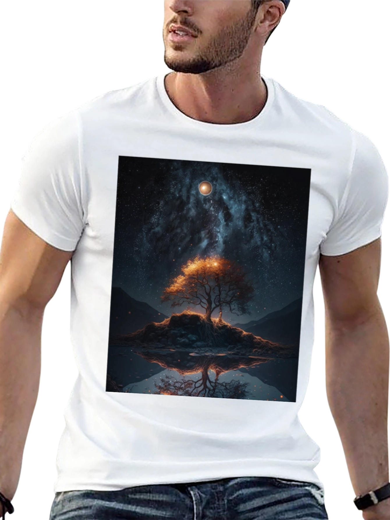 Celestial Tree Graphic Tee - Black