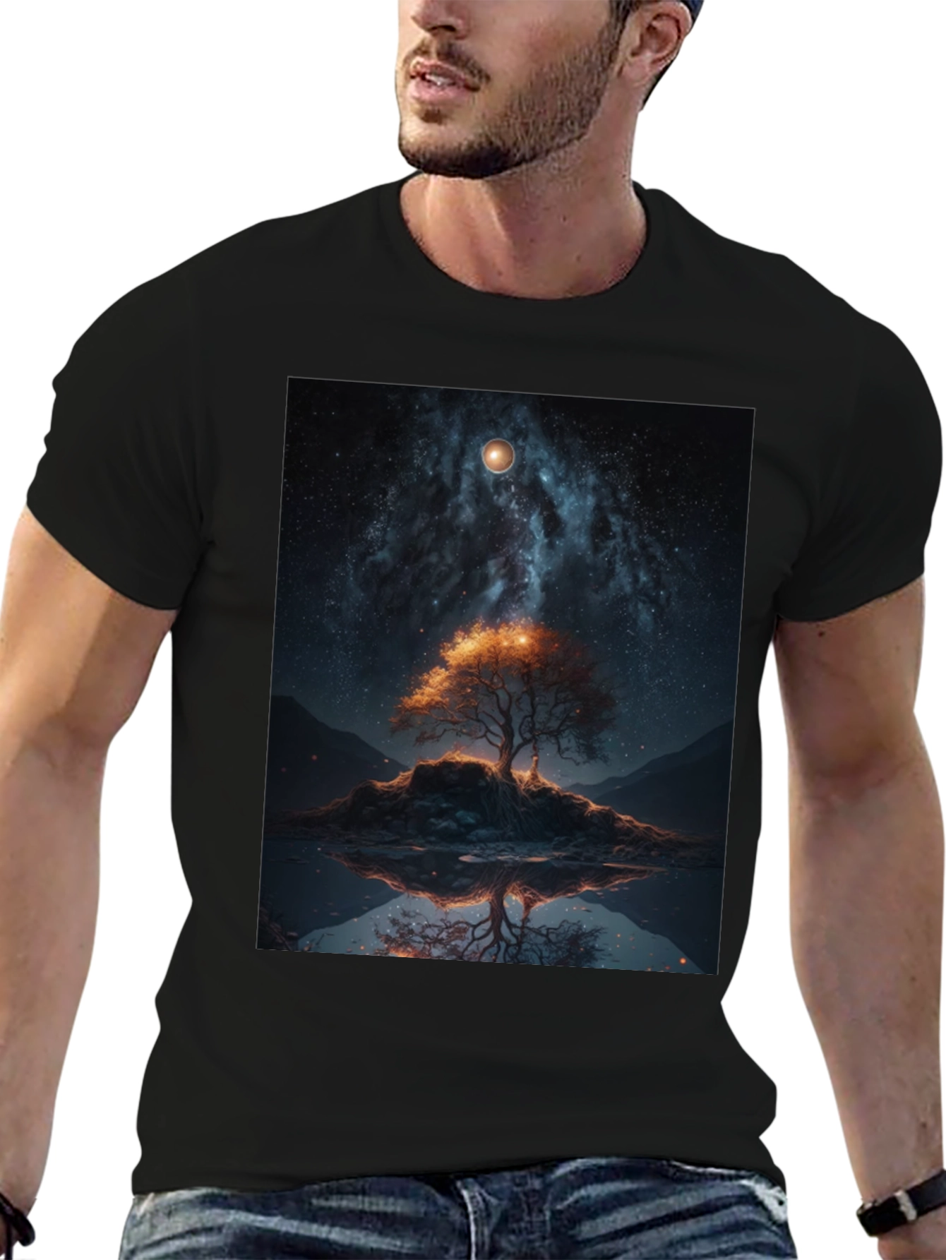 Celestial Tree Graphic Tee - Black