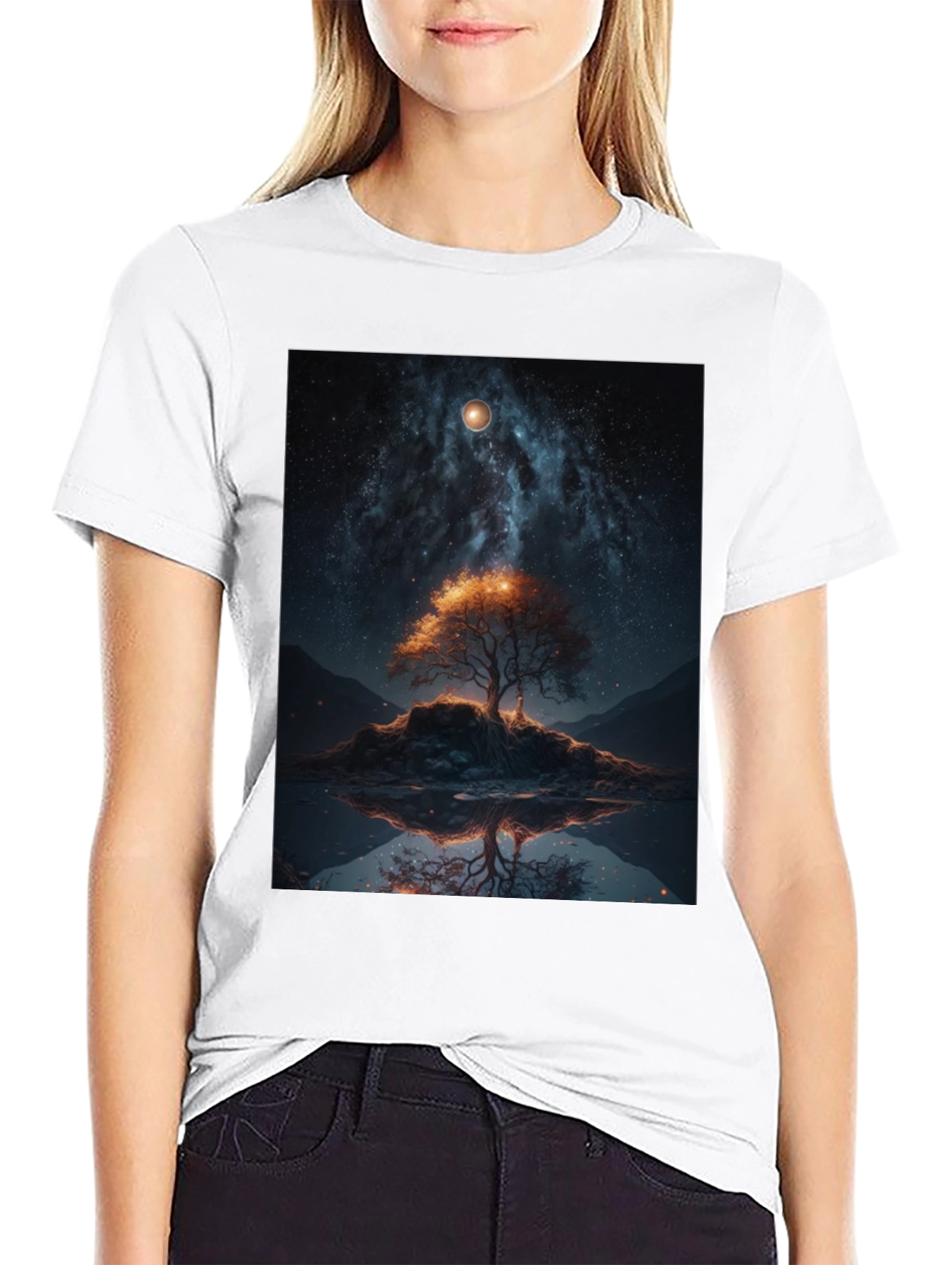 Celestial Tree Graphic Tee - Black