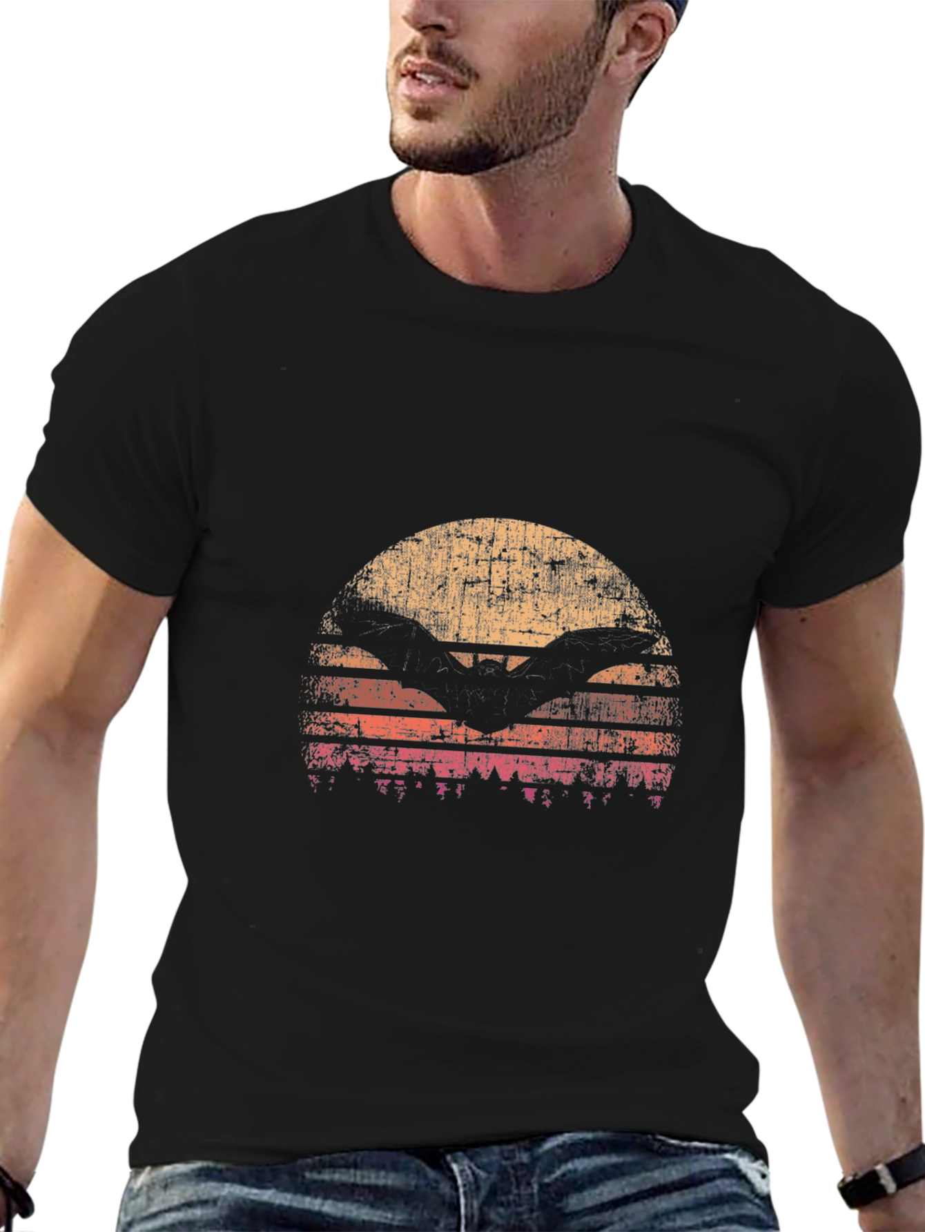 Retro Sunset Bat T-Shirt