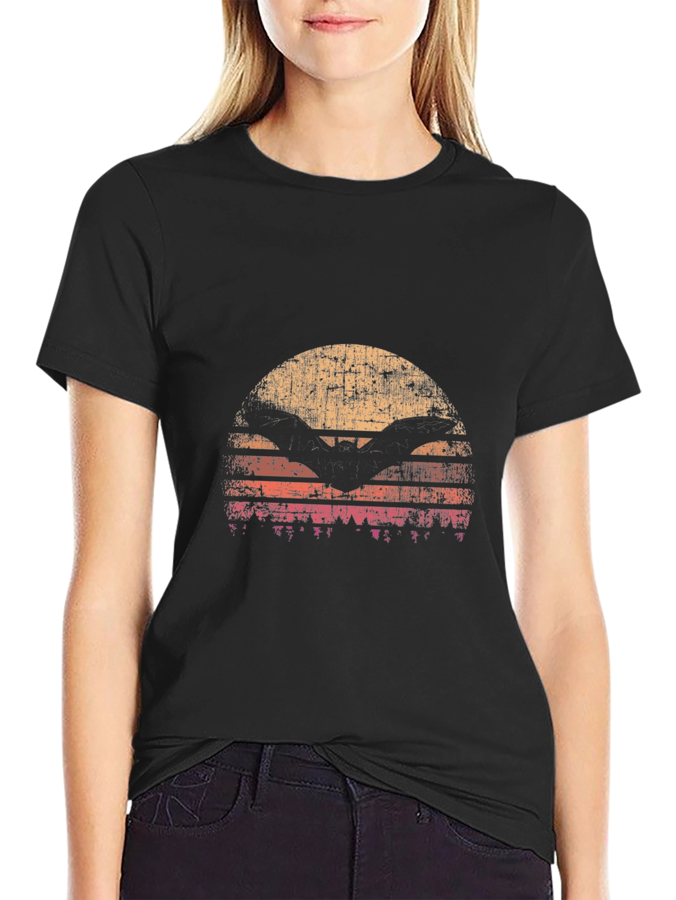 Retro Sunset Bat T-Shirt