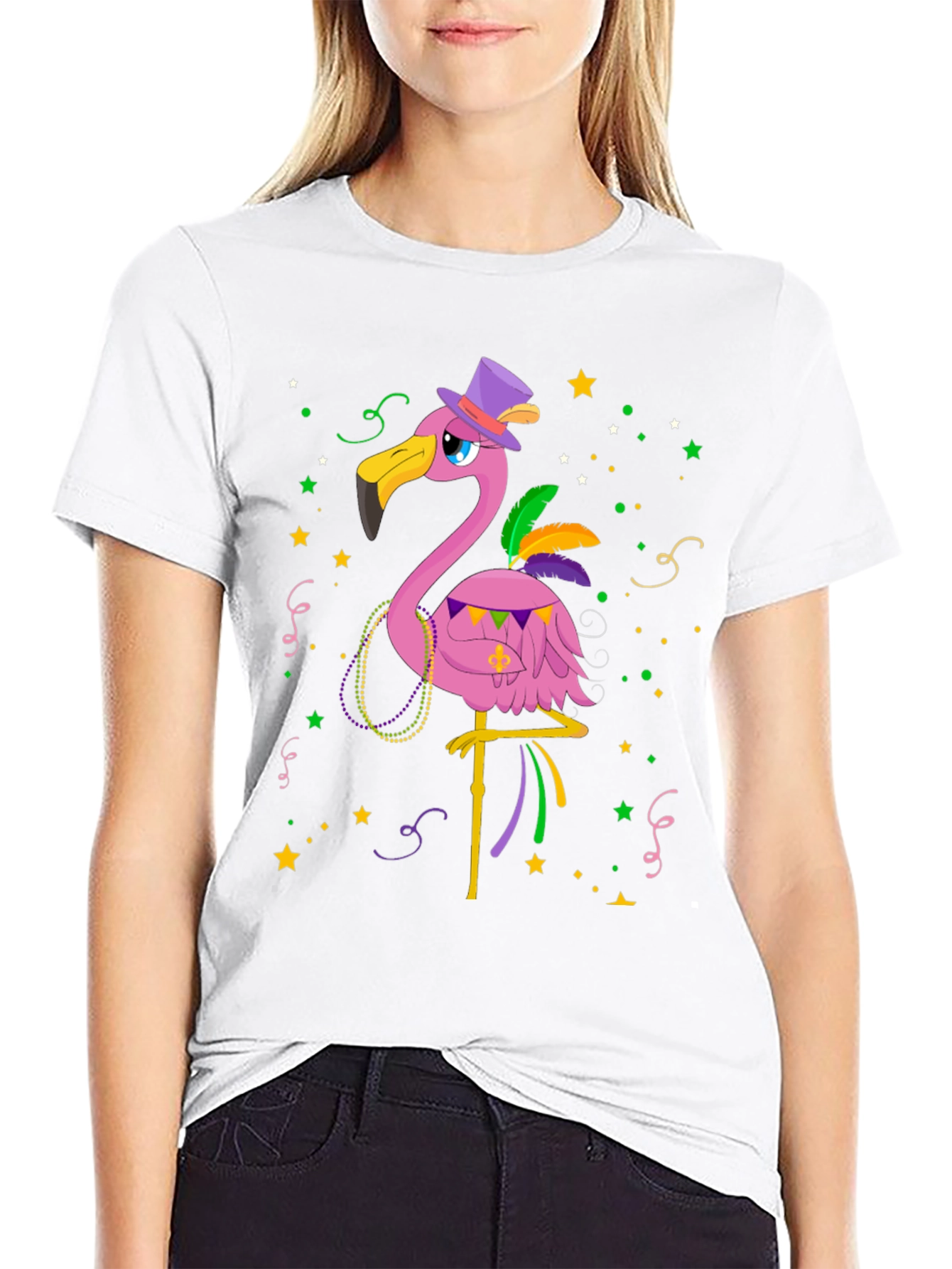 Festive Flamingo Mardi Gras T-Shirt