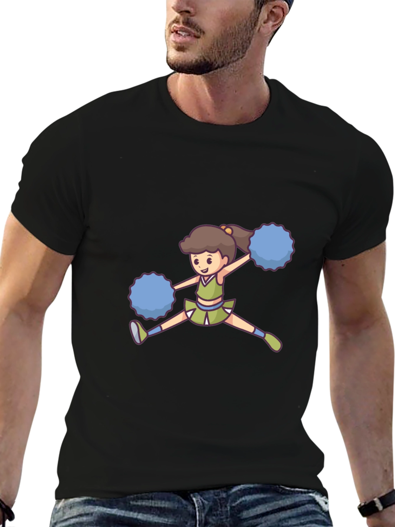 Cheerleader Graphic Black Tee