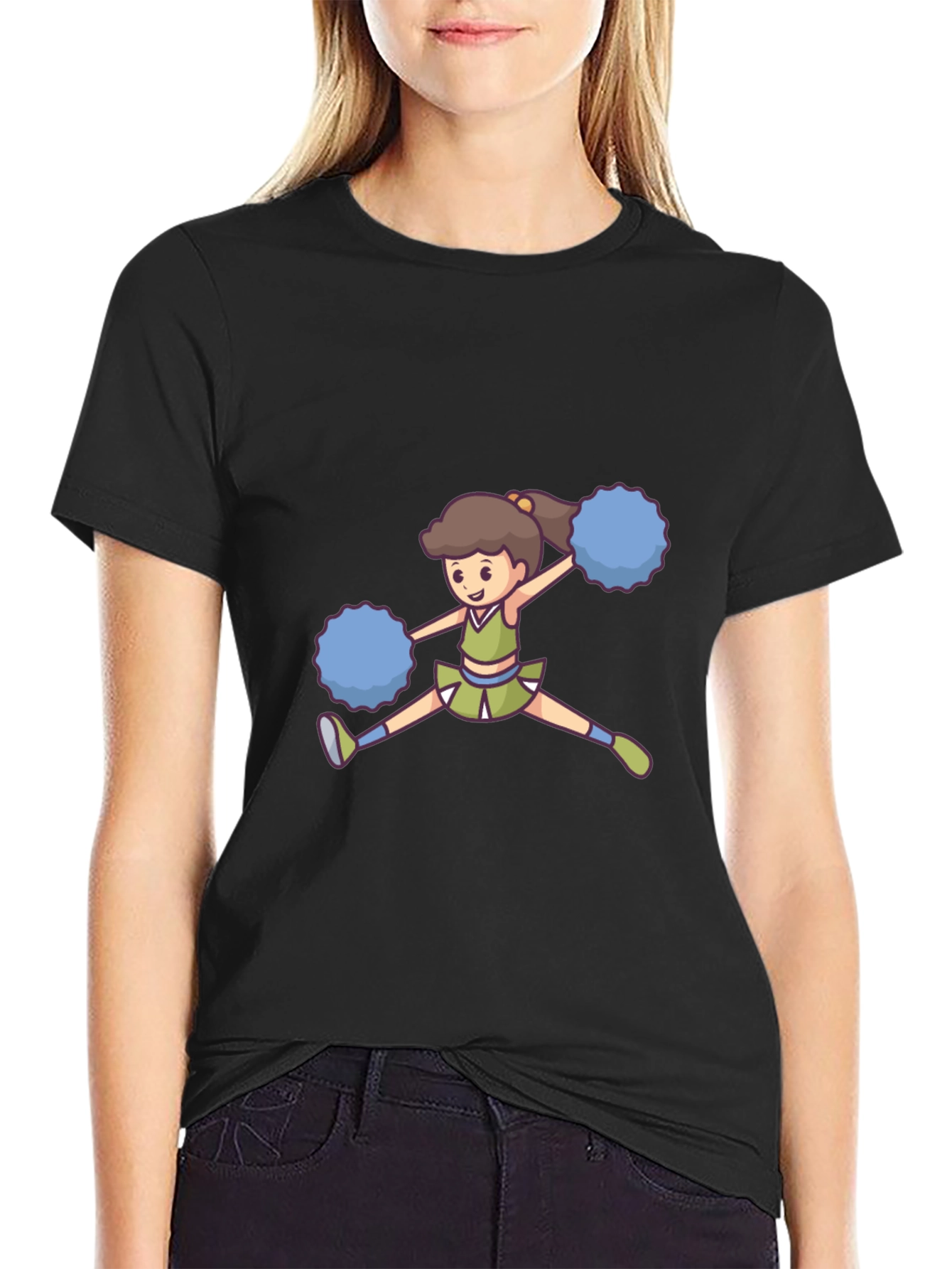 Cheerleader Graphic Black Tee