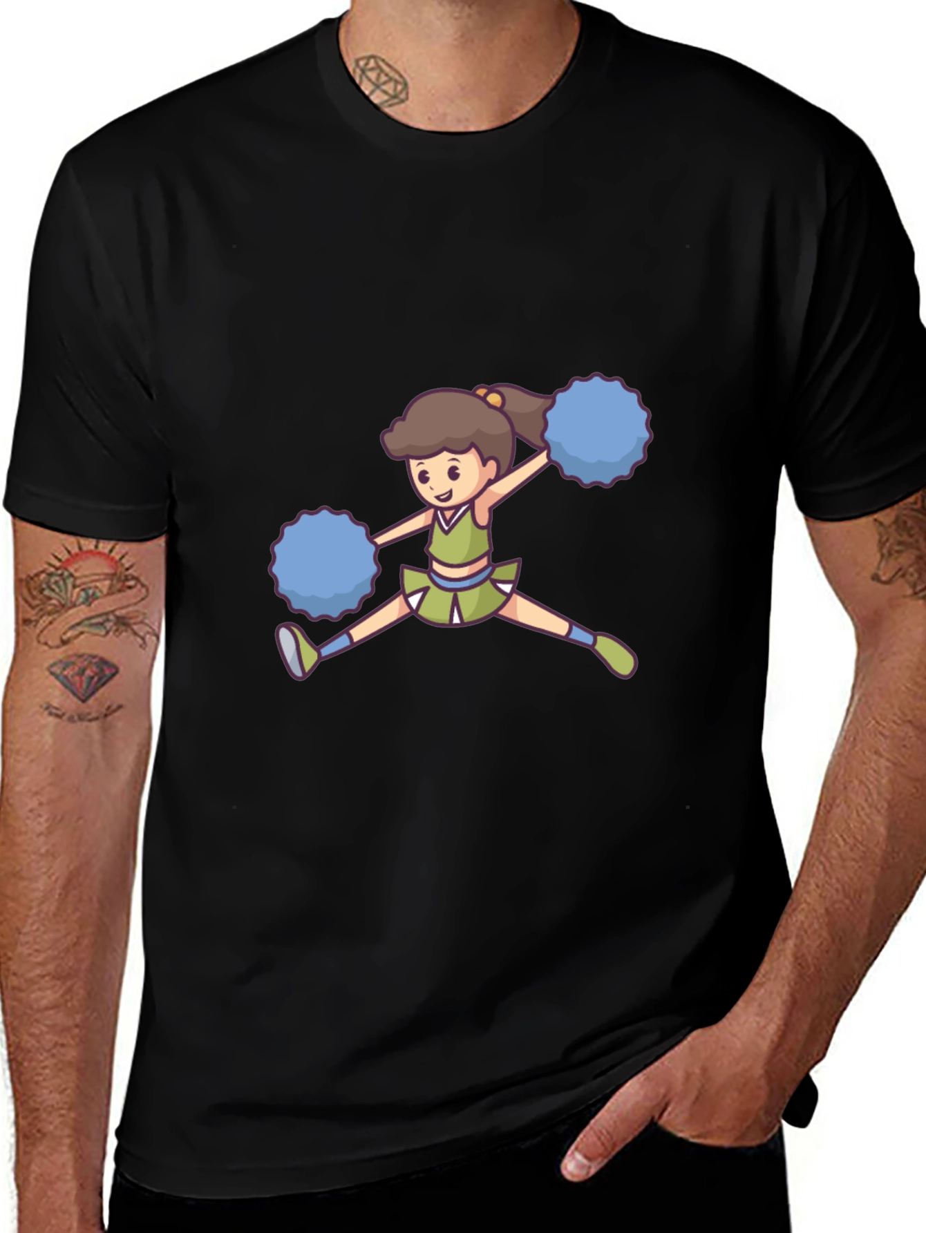 Cheerleader Graphic Black Tee