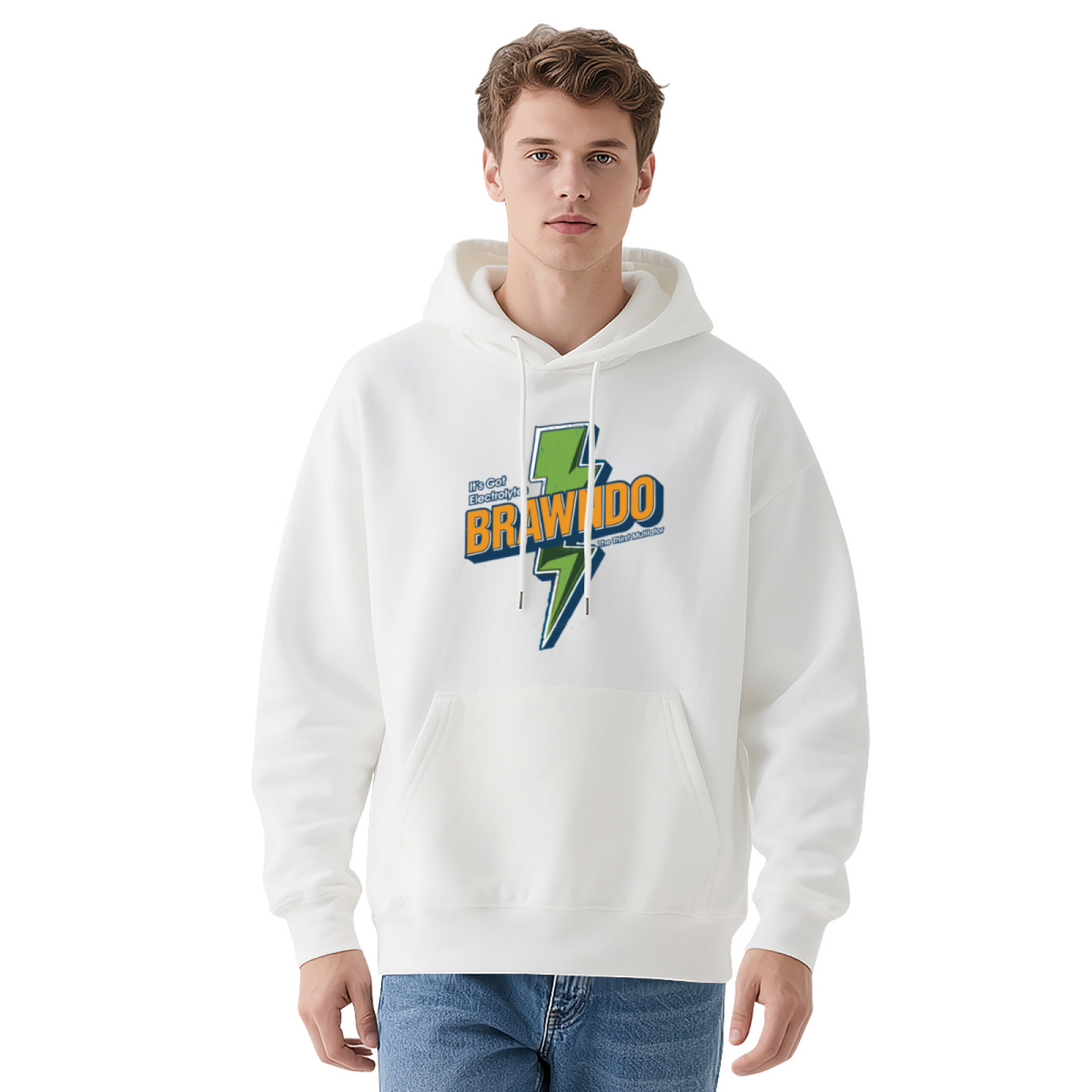Brawindo Lightning Vintage Print Soft Hoodie, Men Trendy Pullover