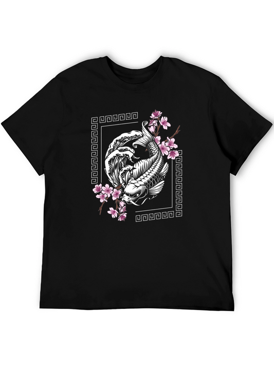 Koi Fish Cherry Blossom Graphic T-Shirt