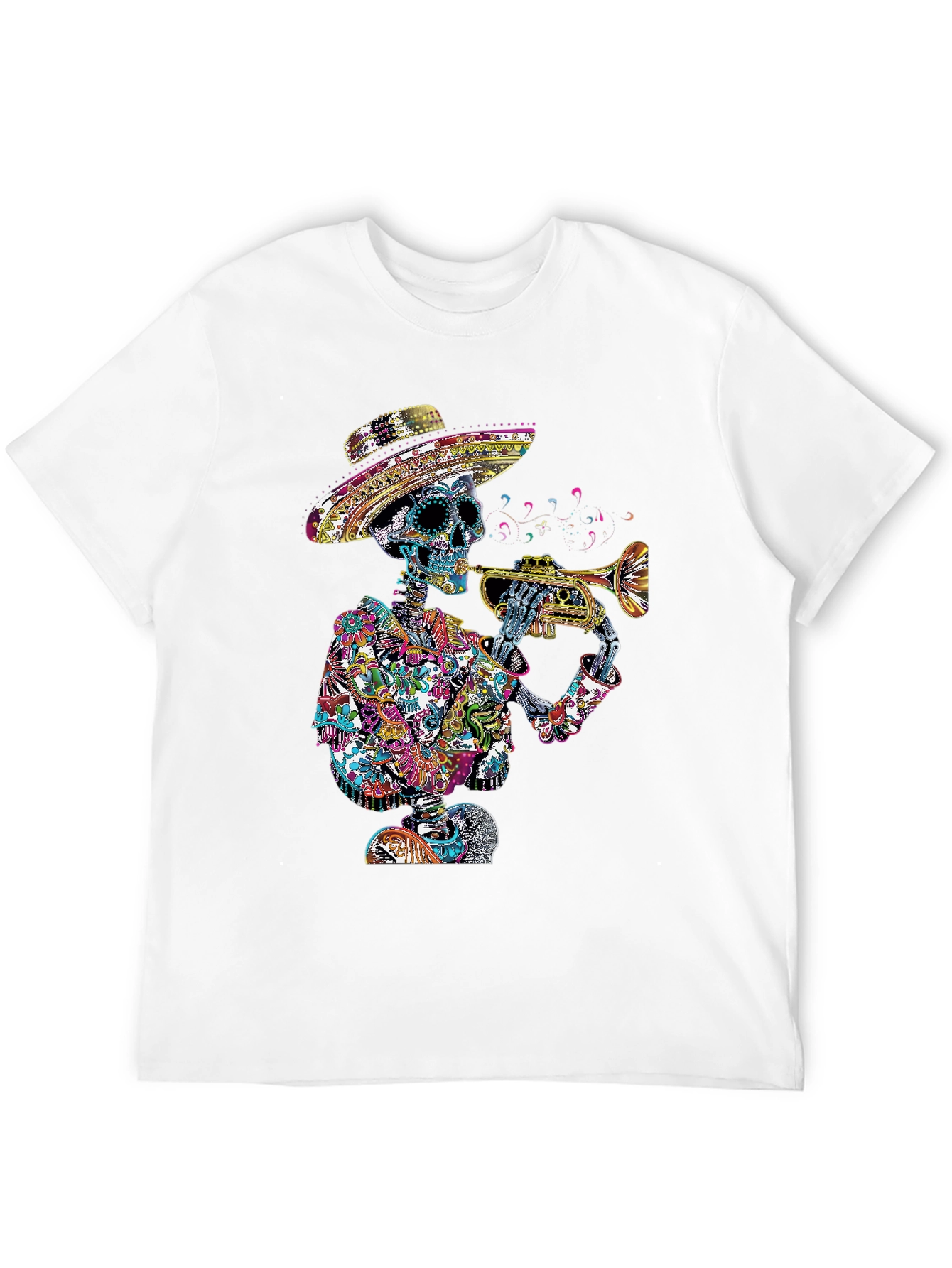 Day of the Dead Skeleton Trumpet T-Shirt