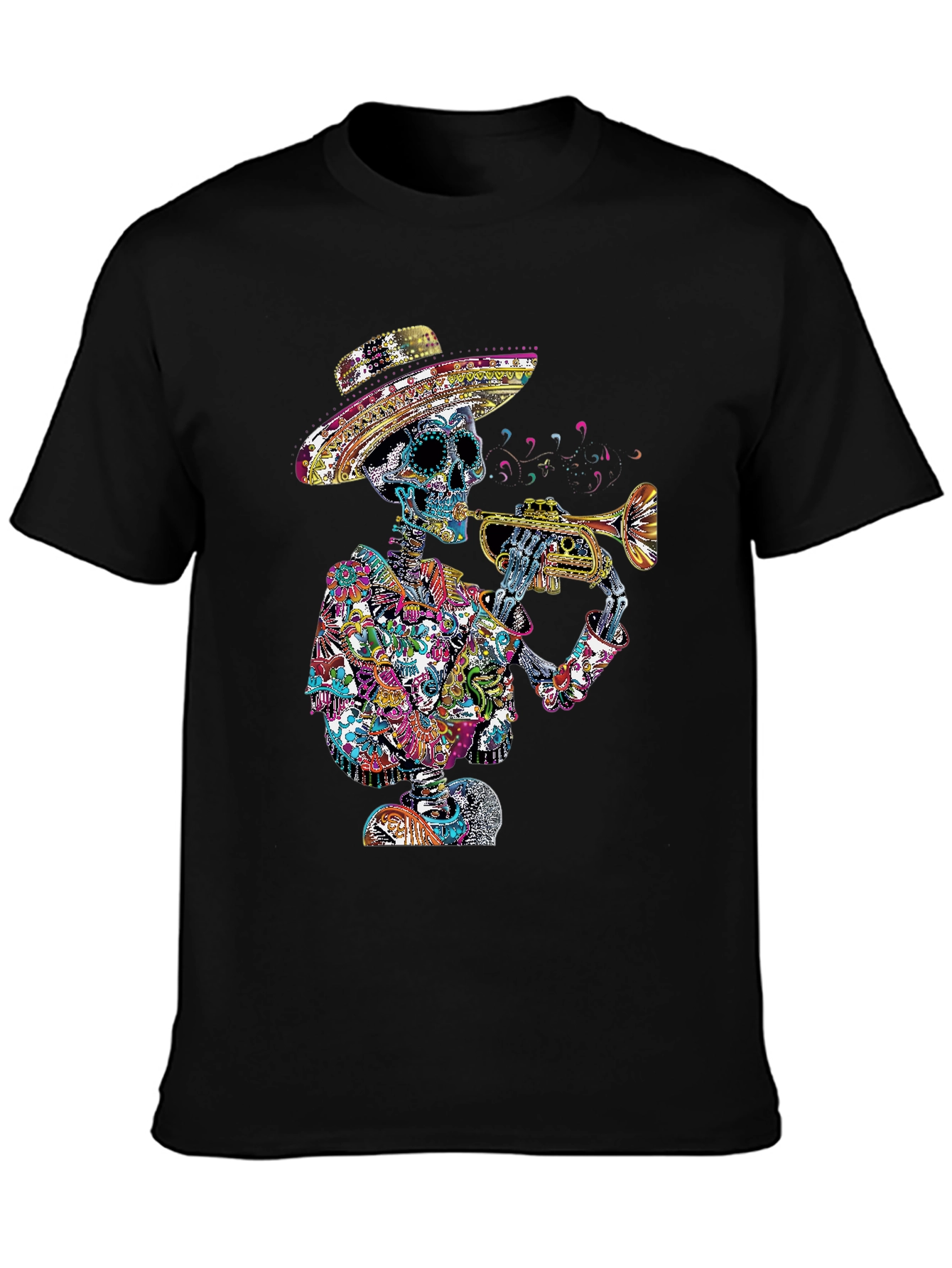 Day of the Dead Skeleton Trumpet T-Shirt