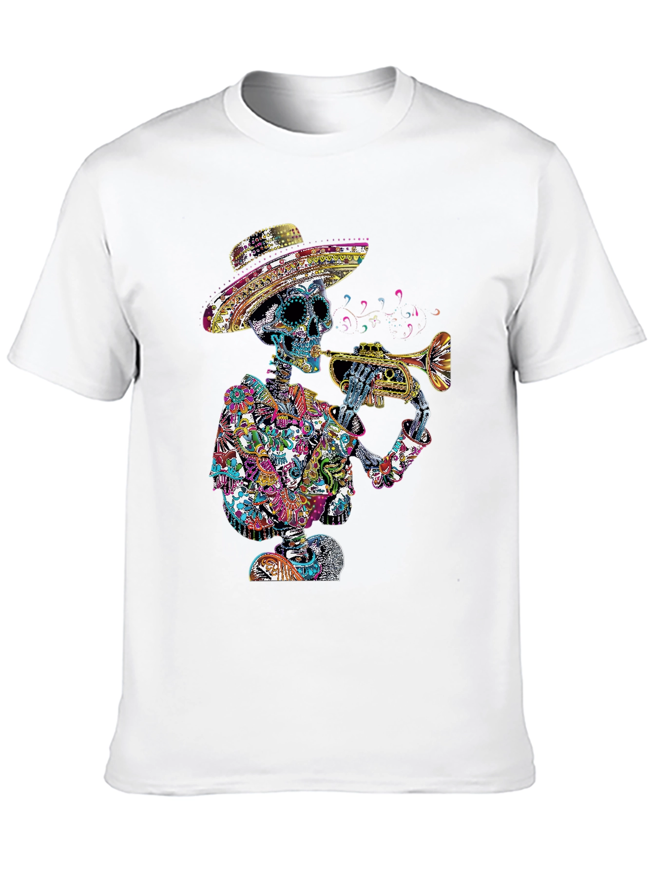 Day of the Dead Skeleton Trumpet T-Shirt