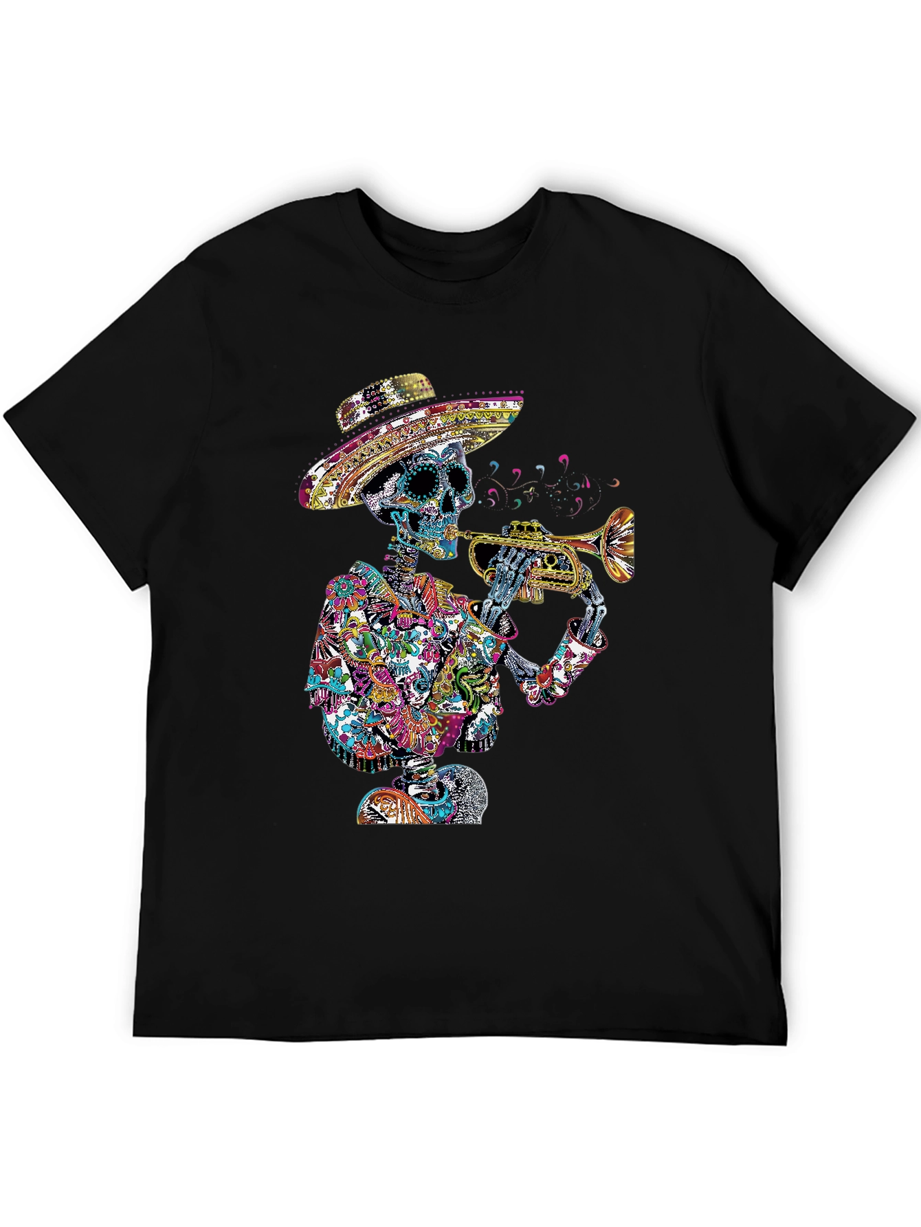 Day of the Dead Skeleton Trumpet T-Shirt