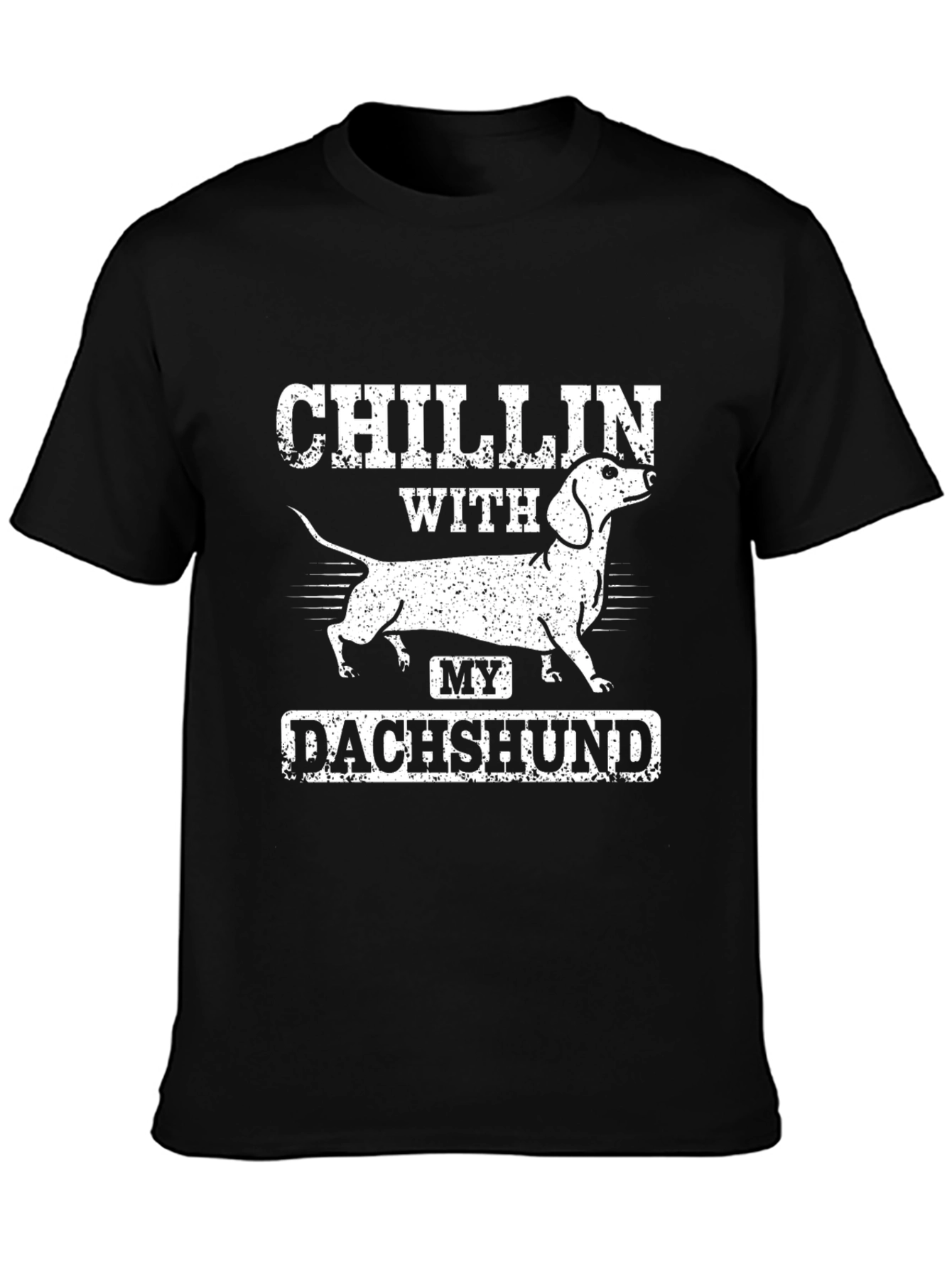 Chillin with My Dachshund Black Graphic Tee