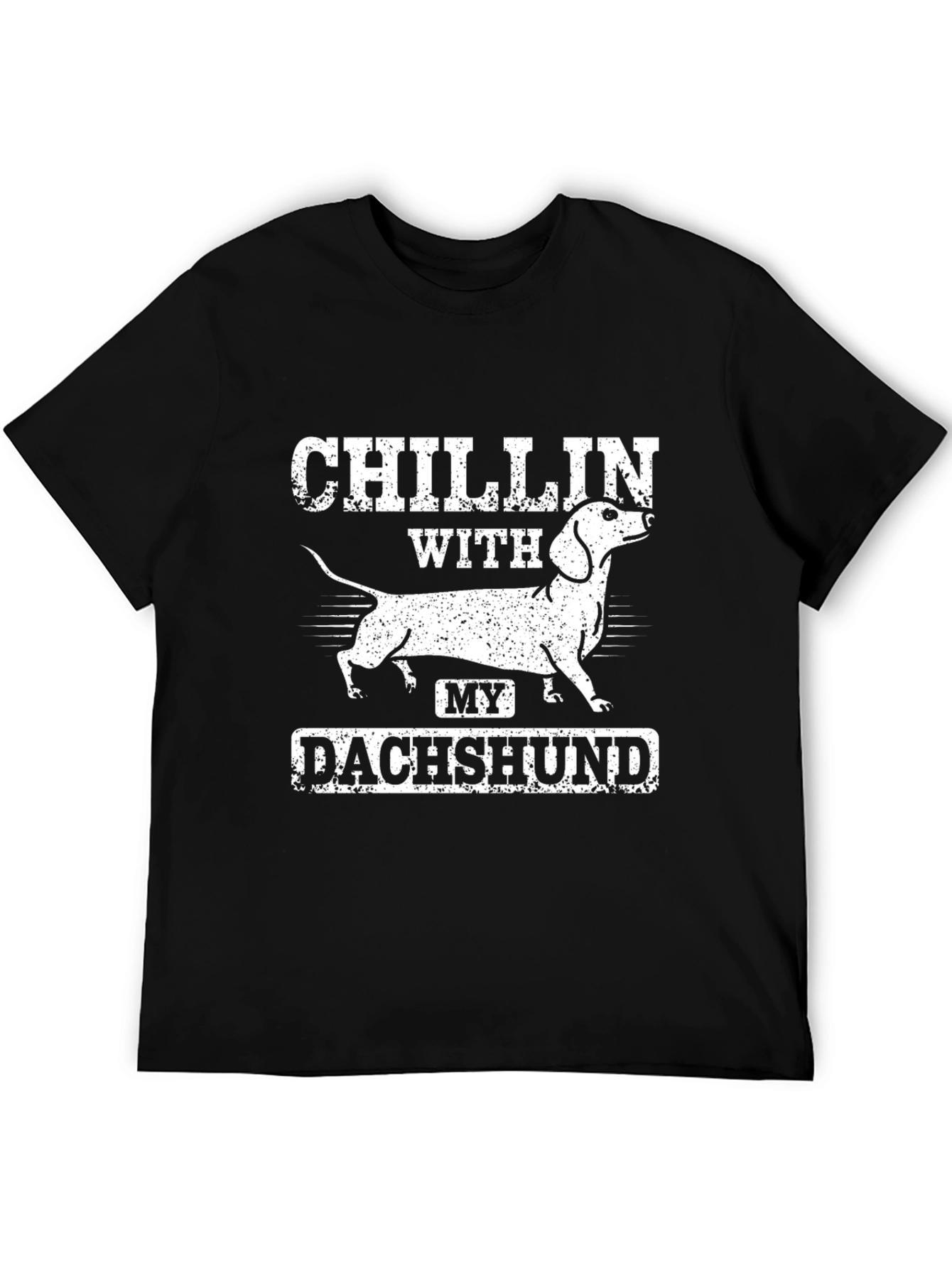 Chillin with My Dachshund Black Graphic Tee