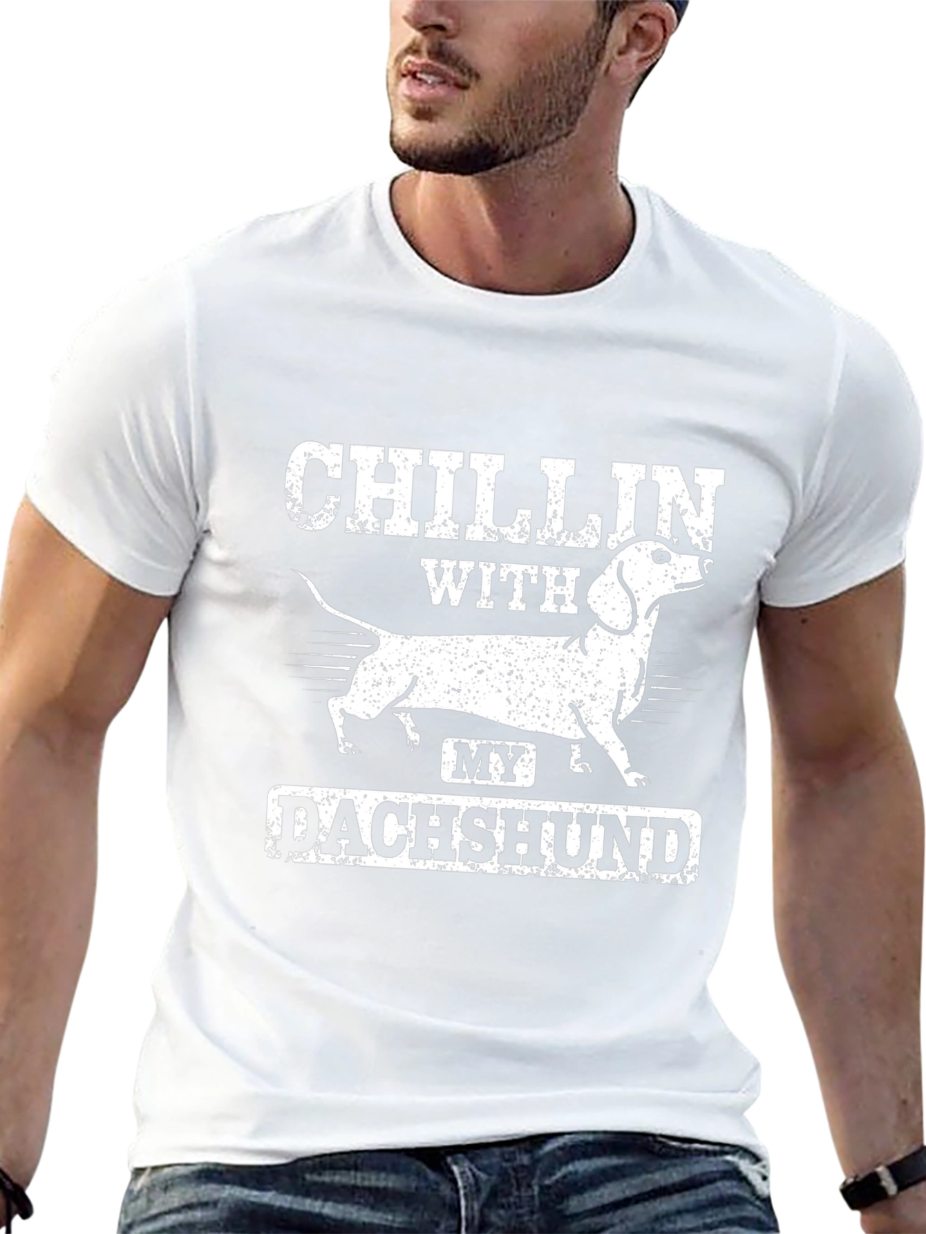 Chillin with My Dachshund Black Graphic Tee