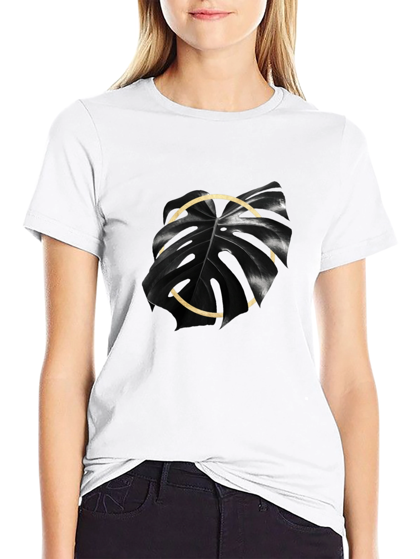 Monstera Leaf Graphic Tee - Black