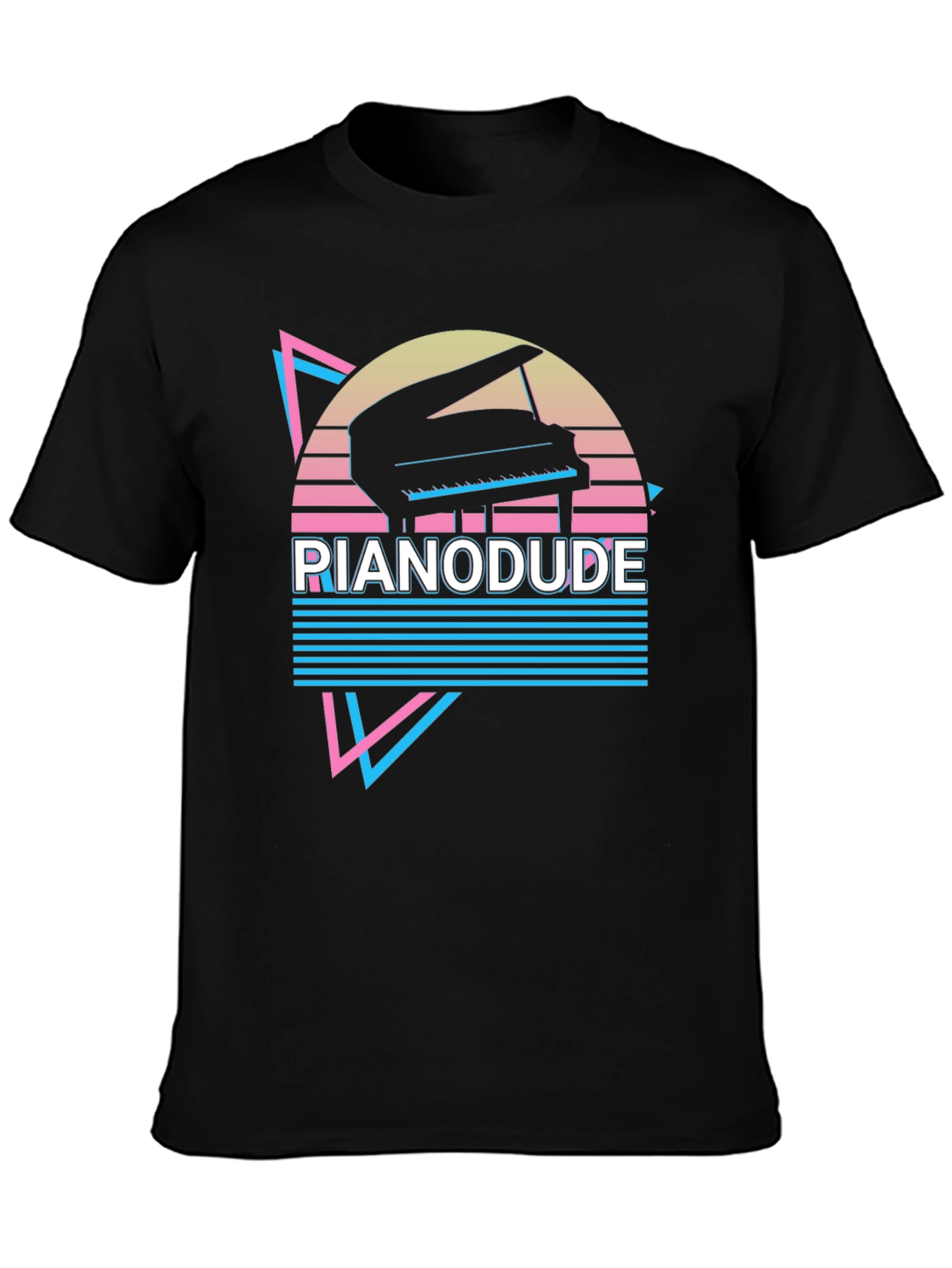 Retro Piano Dude T-Shirt - Synthwave Style