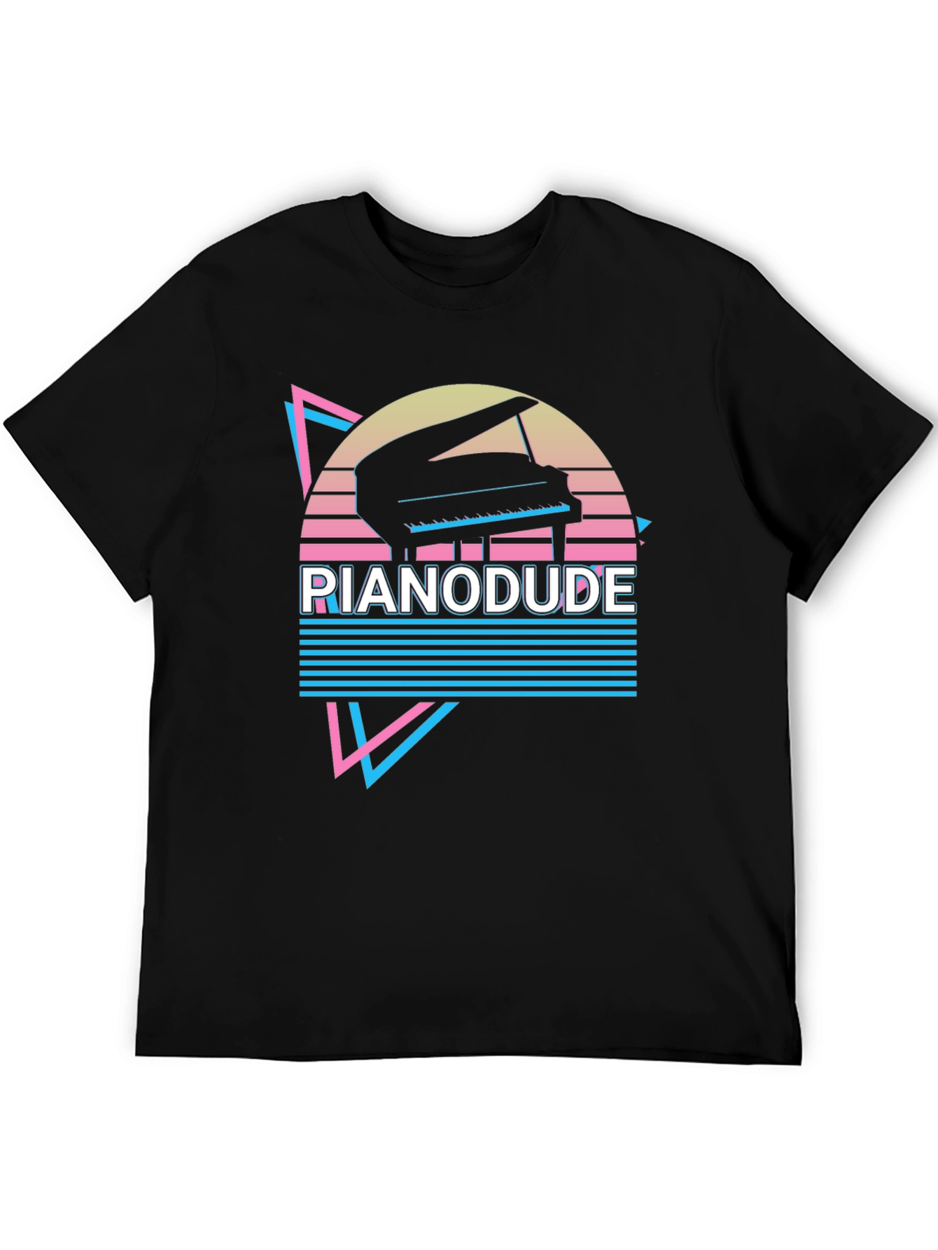 Retro Piano Dude T-Shirt - Synthwave Style
