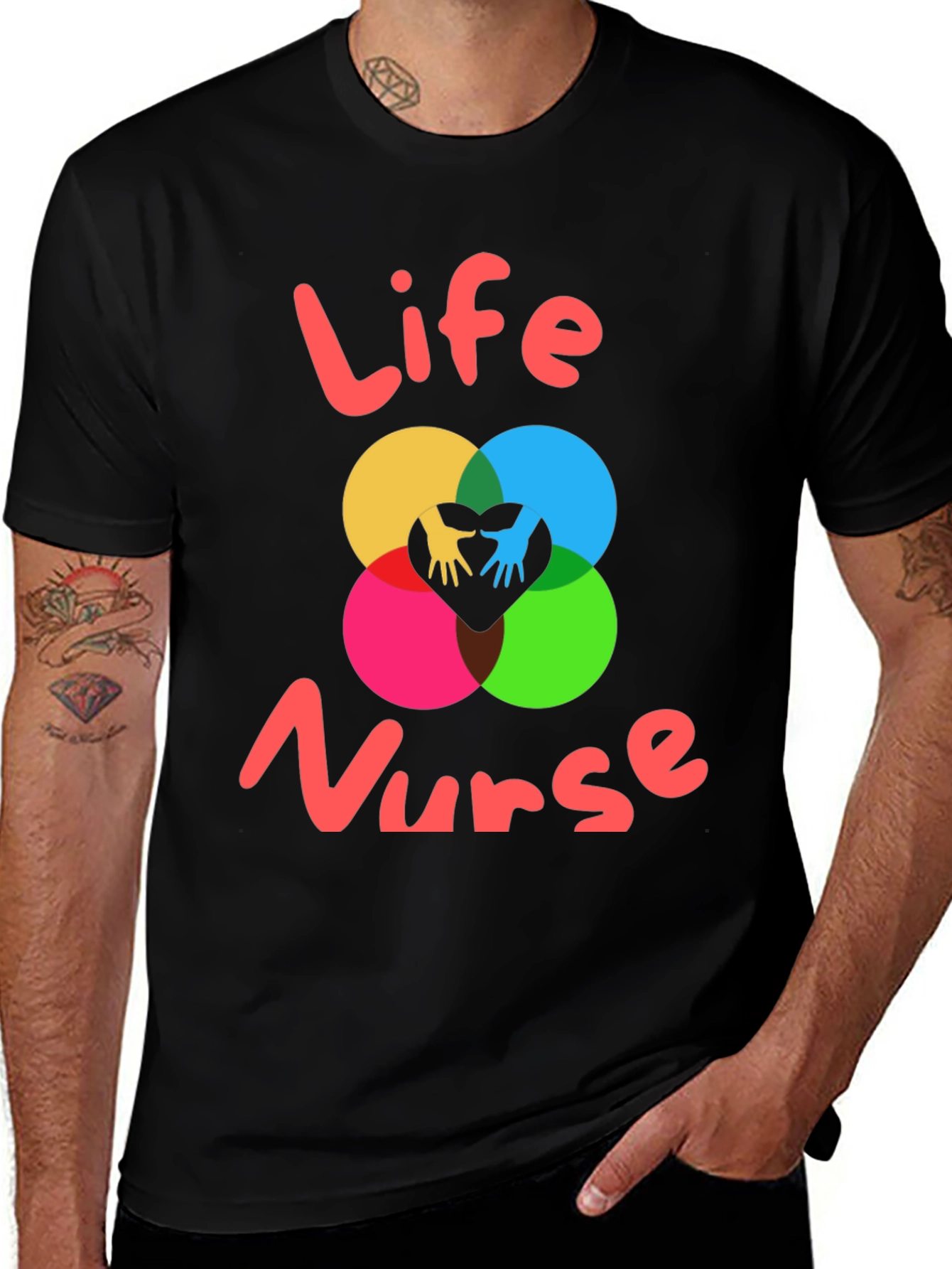 Life Nurse Graphic Tee - Black Cotton T-Shirt