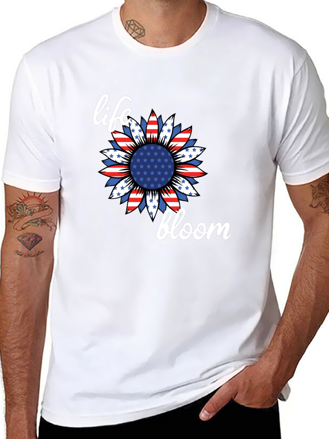 Life Bloom Patriotic Sunflower Graphic Tee