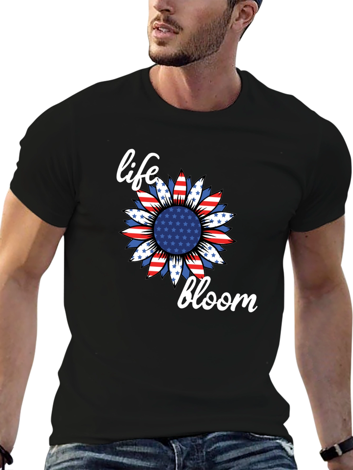 Life Bloom Patriotic Sunflower Graphic Tee