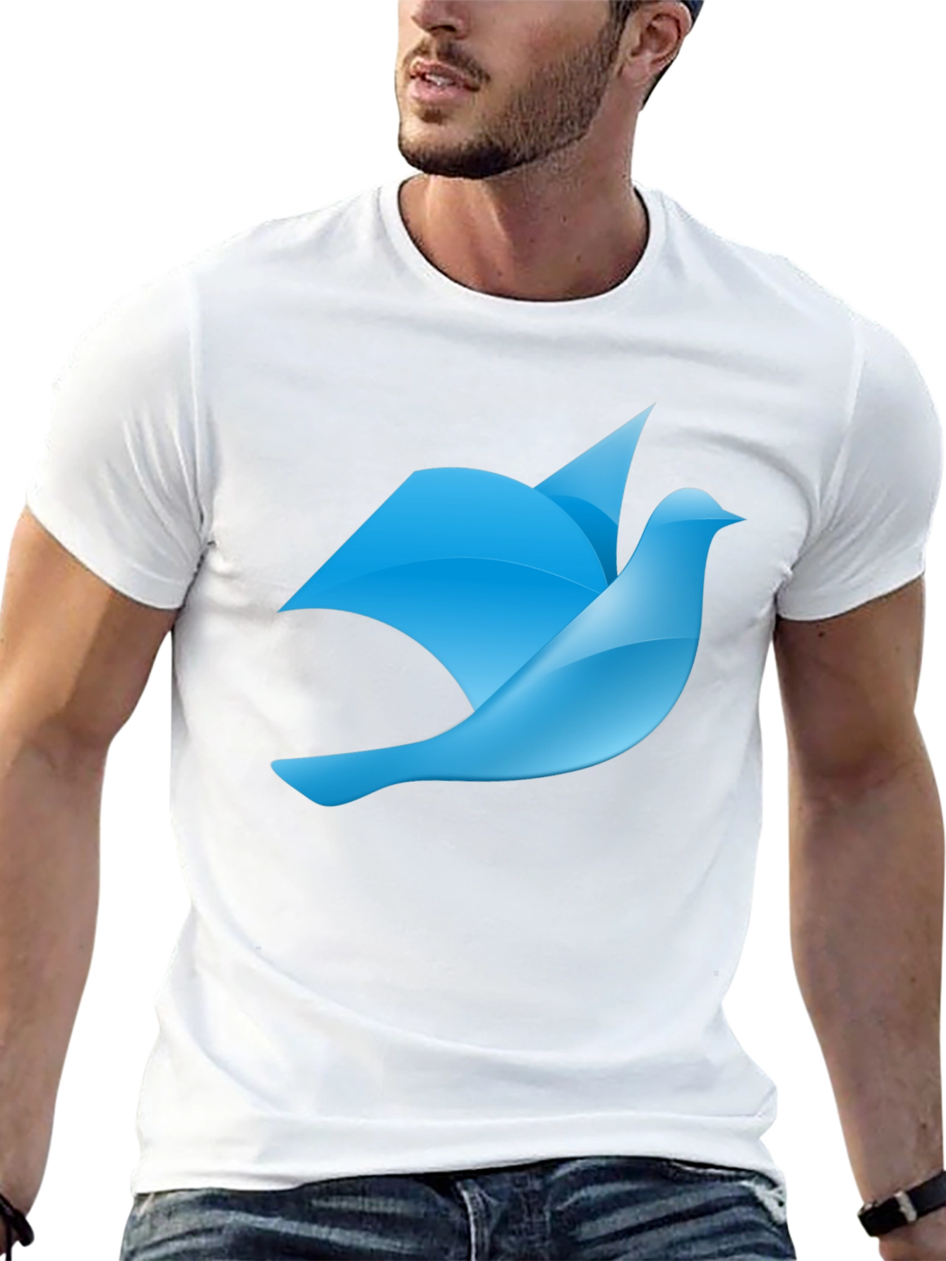 Blue Bird Graphic Black T-Shirt