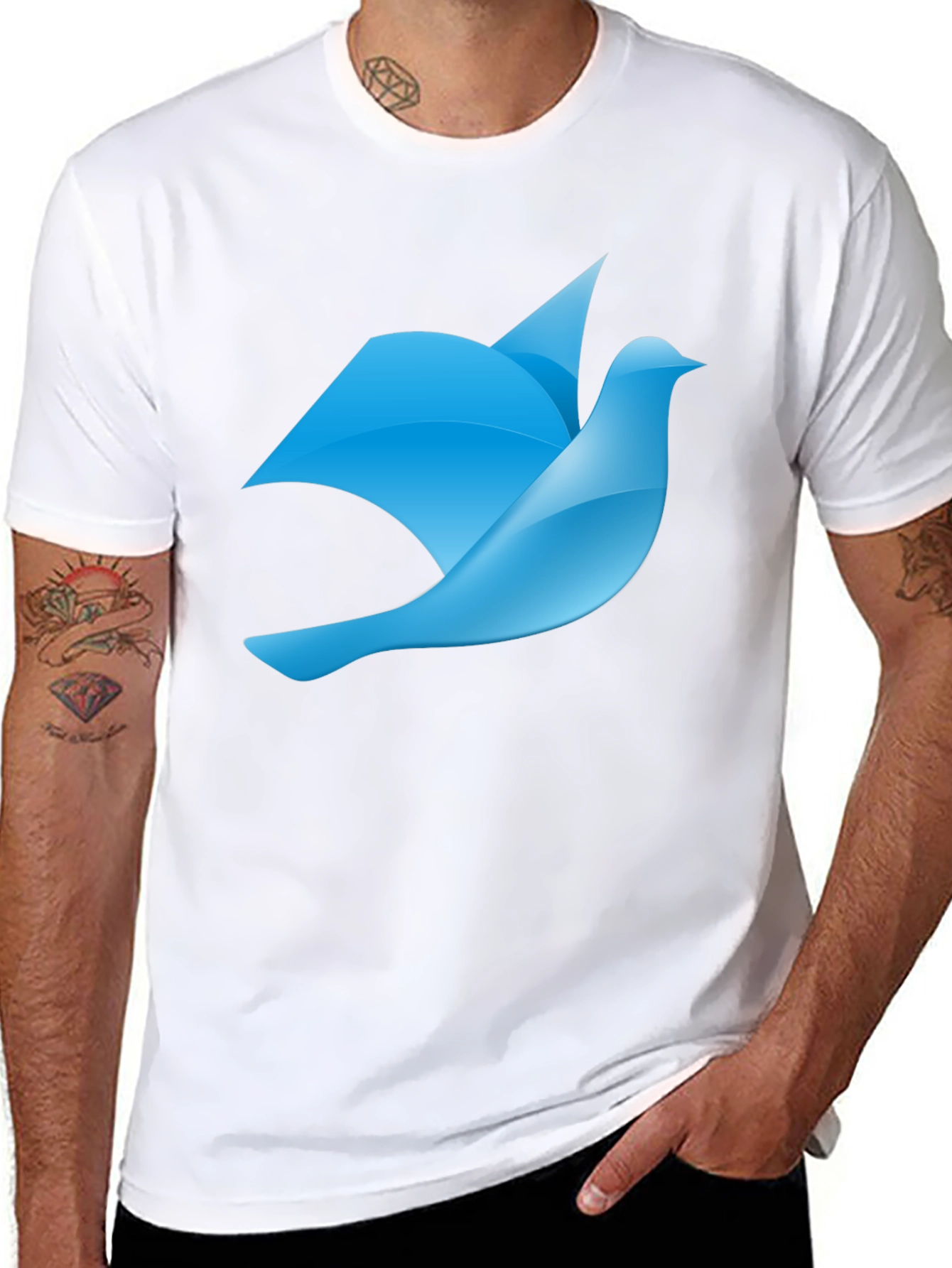 Blue Bird Graphic Black T-Shirt