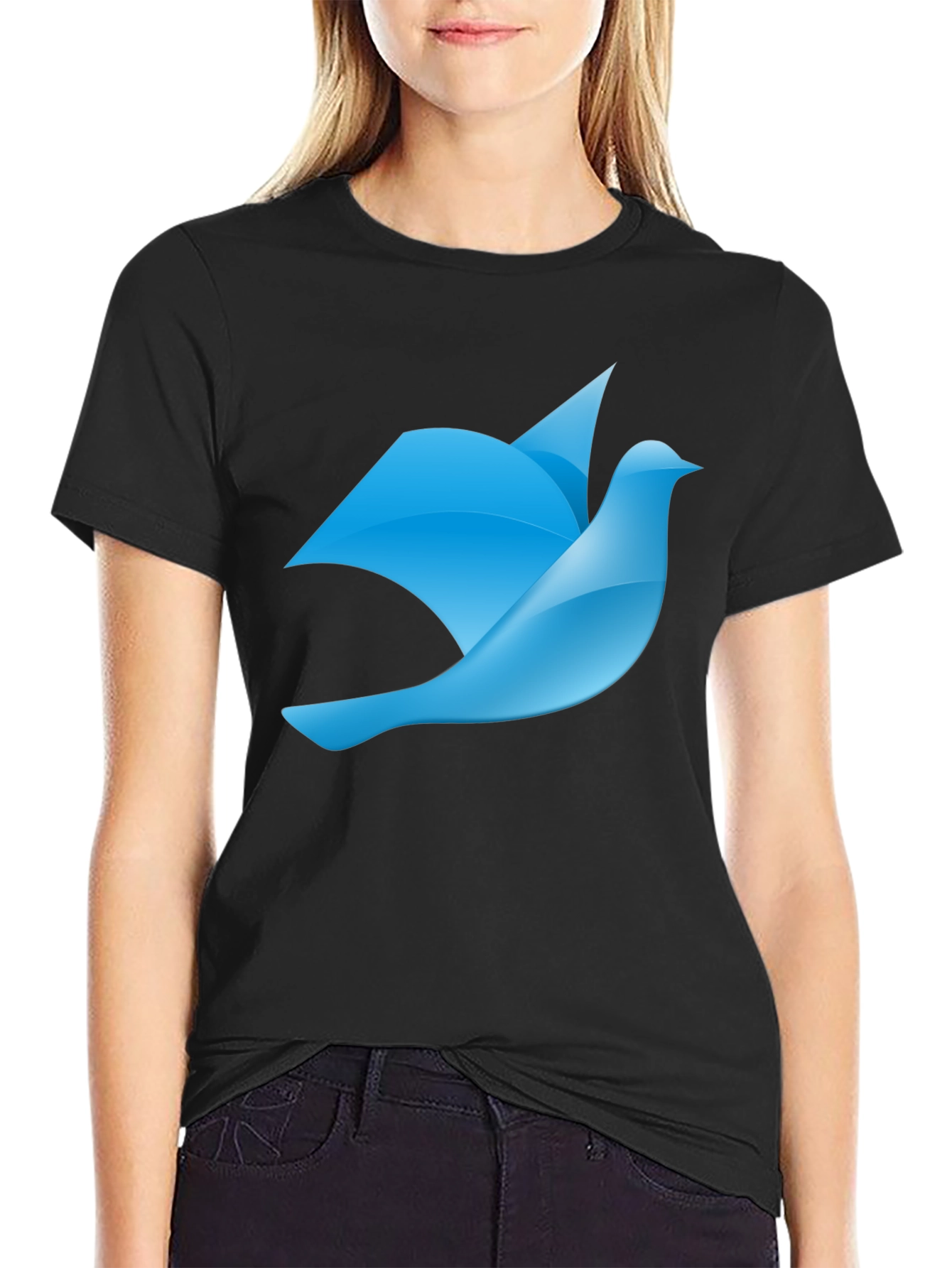 Blue Bird Graphic Black T-Shirt
