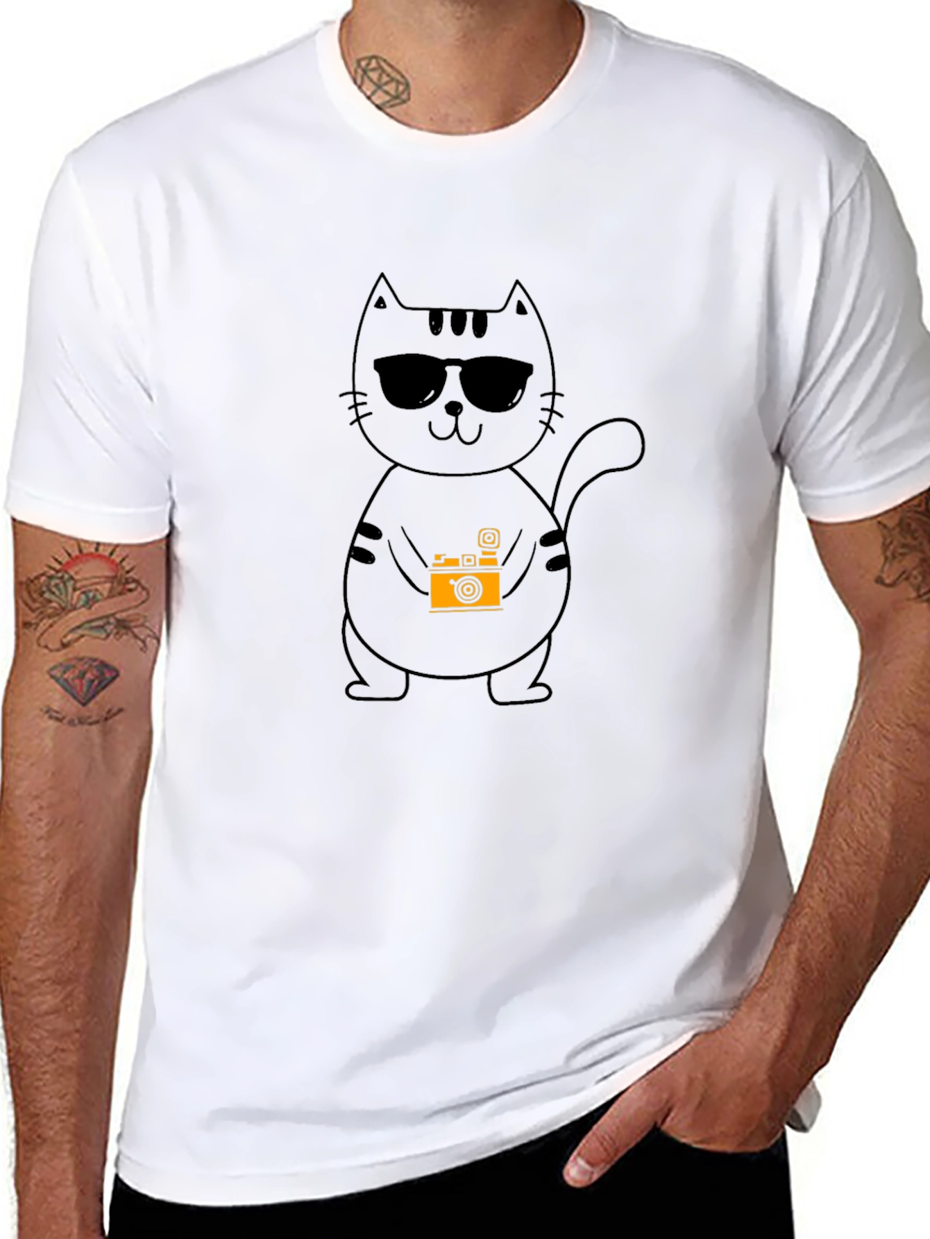 Cool Cat Photographer Black T-Shirt