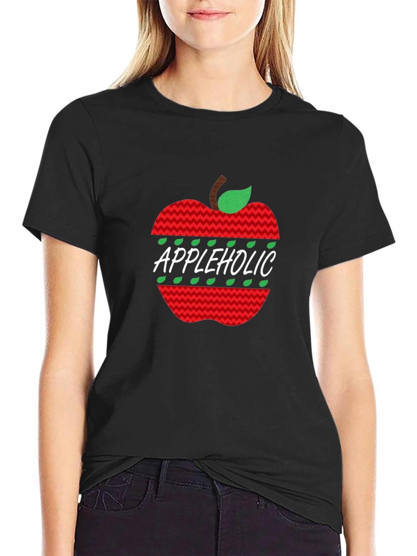 Appleholic Graphic Print Tee - Black