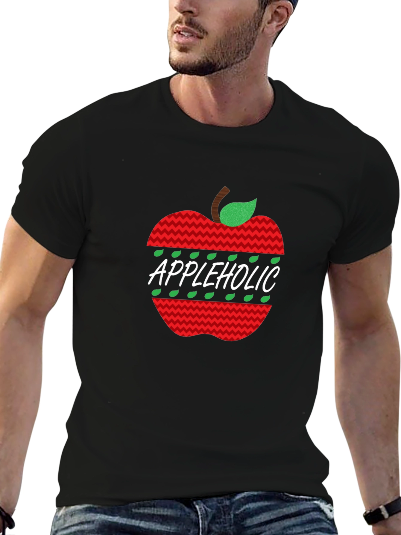 Appleholic Graphic Print Tee - Black