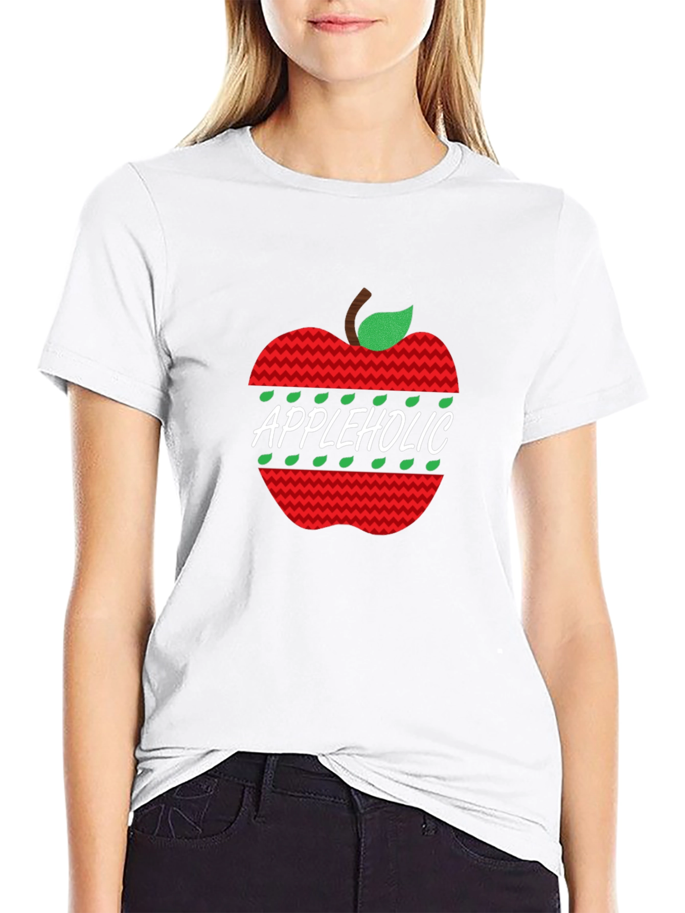 Appleholic Graphic Print Tee - Black