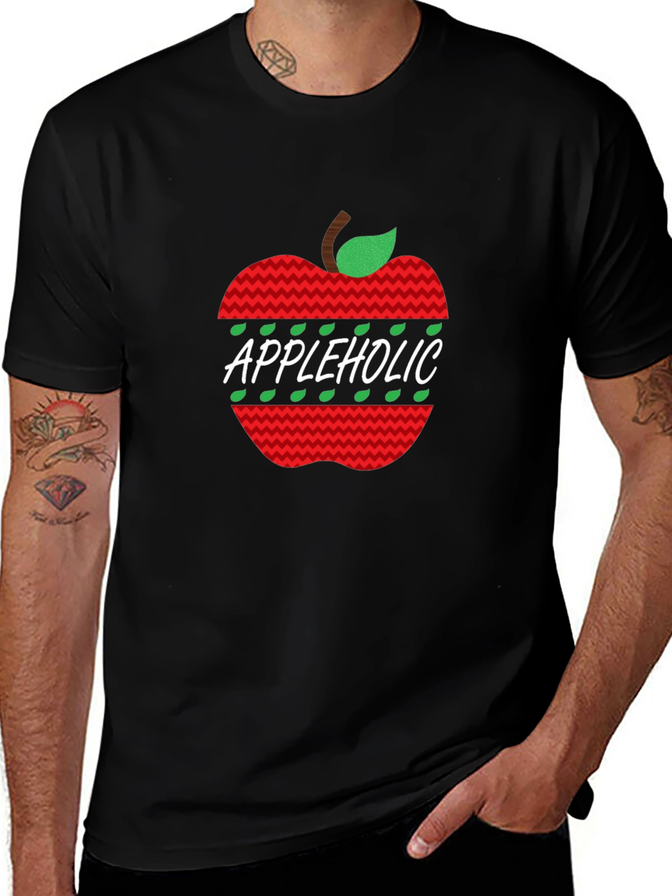 Appleholic Graphic Print Tee - Black