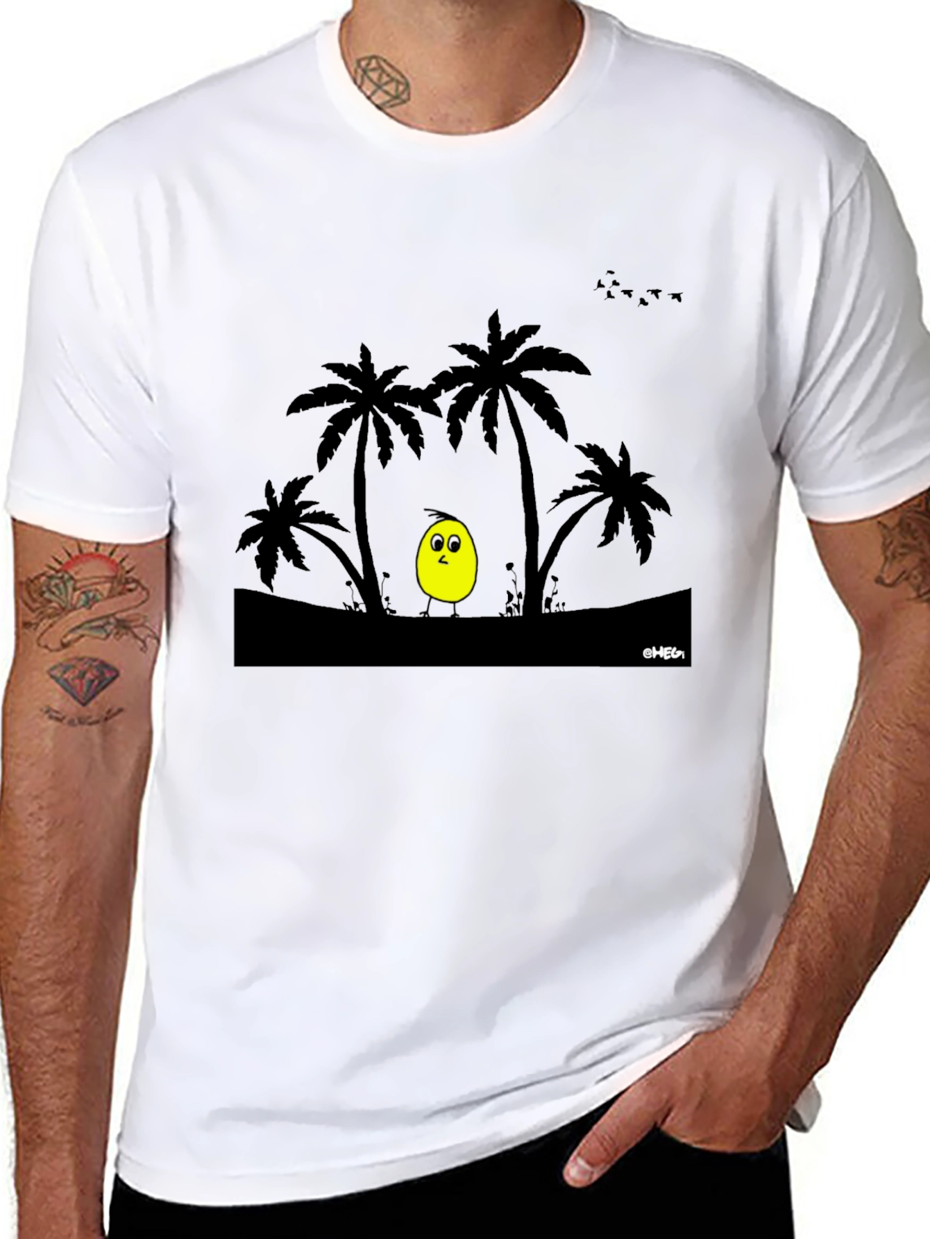 Tropical Chick Tee - Black Cotton T-Shirt