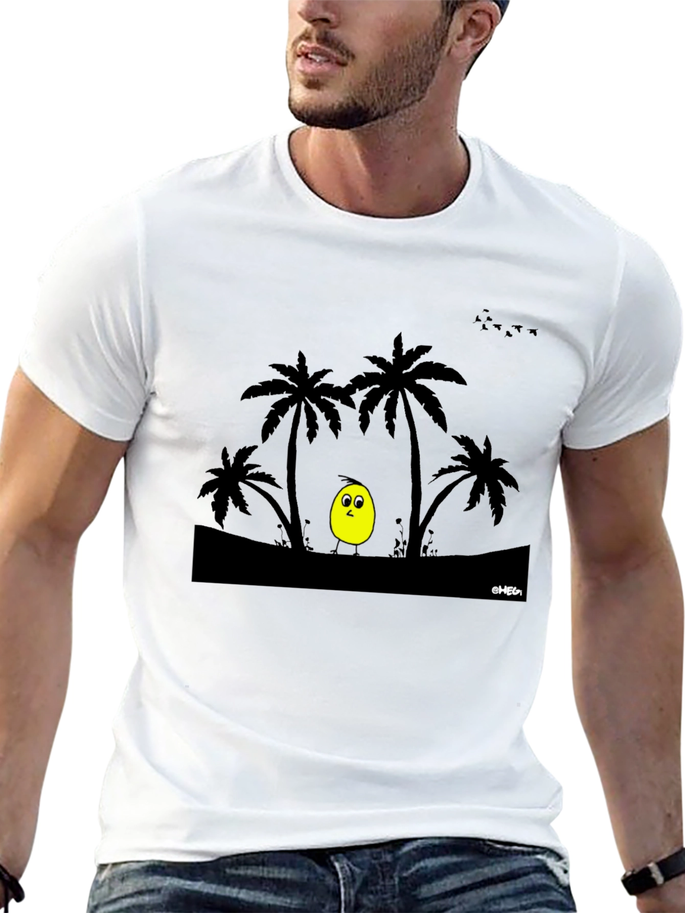 Tropical Chick Tee - Black Cotton T-Shirt