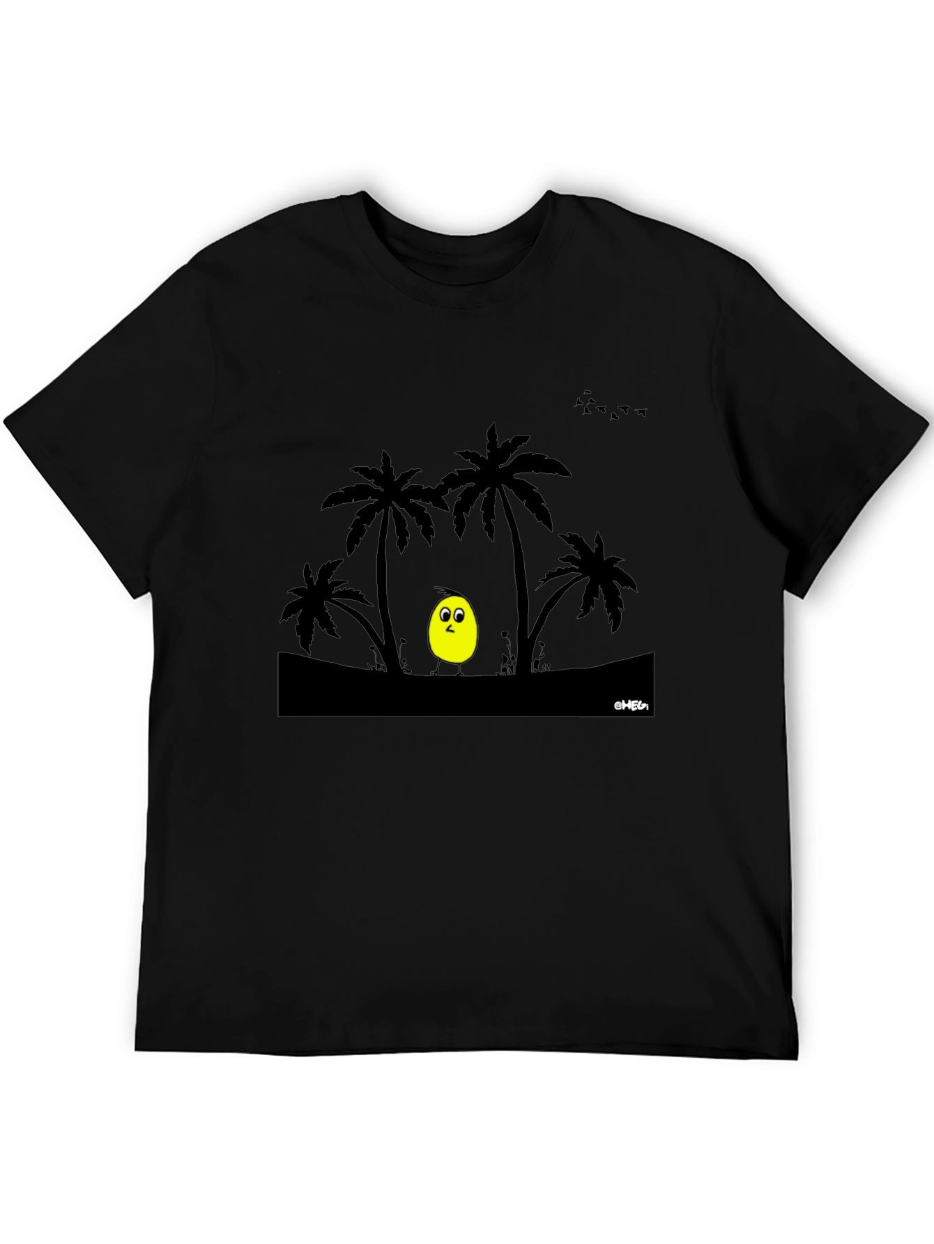 Tropical Chick Tee - Black Cotton T-Shirt