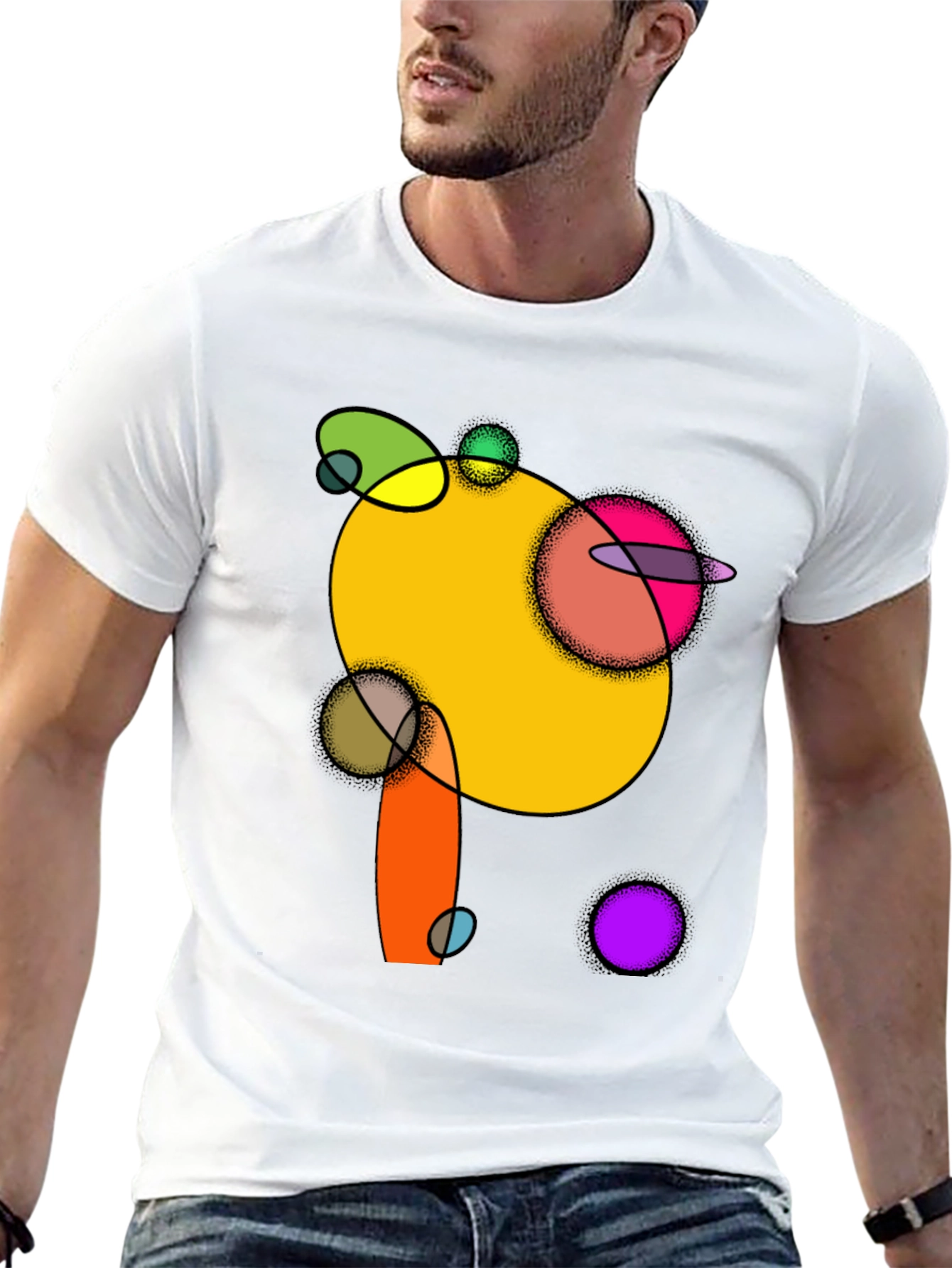 Abstract Circles Graphic Black T-Shirt