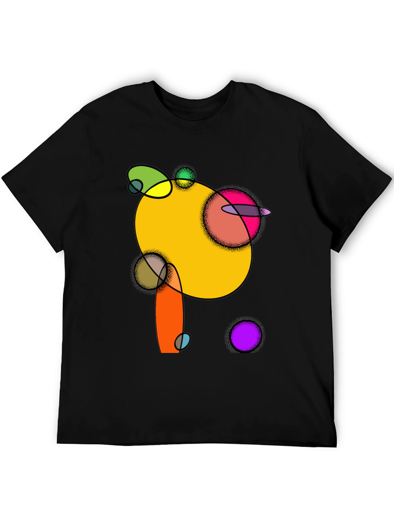 Abstract Circles Graphic Black T-Shirt