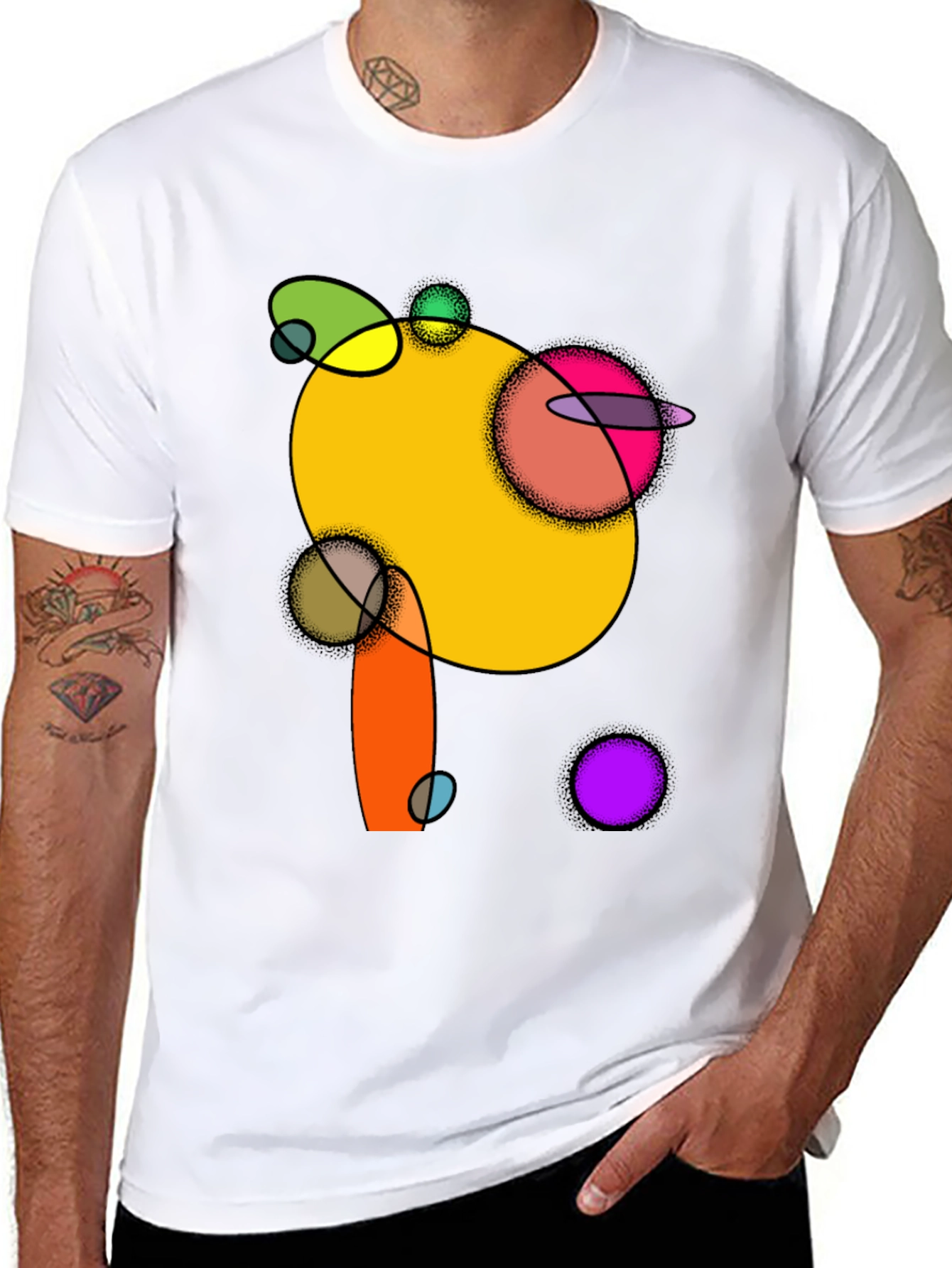 Abstract Circles Graphic Black T-Shirt