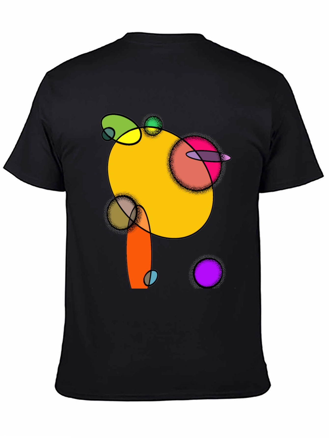 Abstract Circles Graphic Black T-Shirt