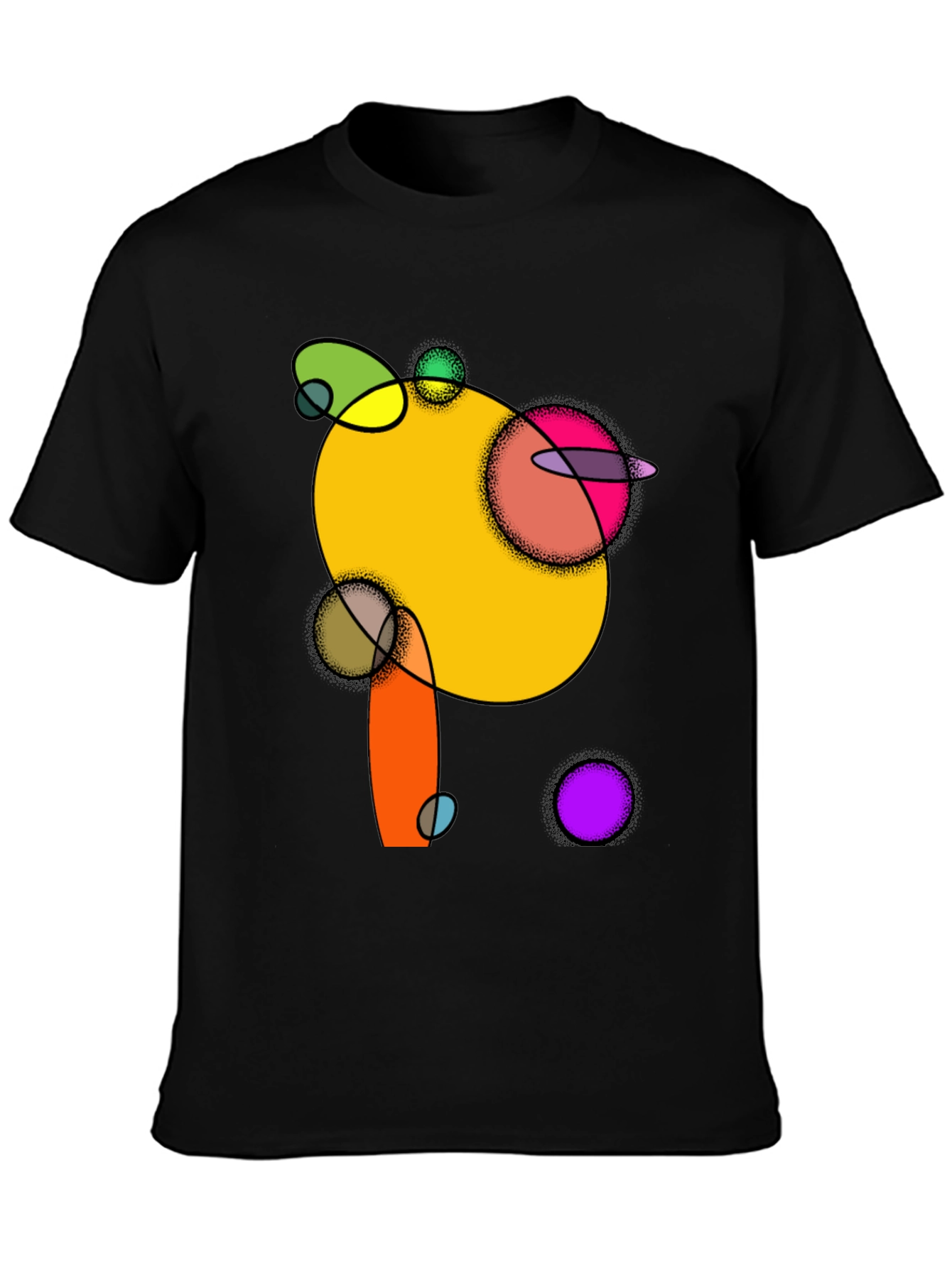Abstract Circles Graphic Black T-Shirt