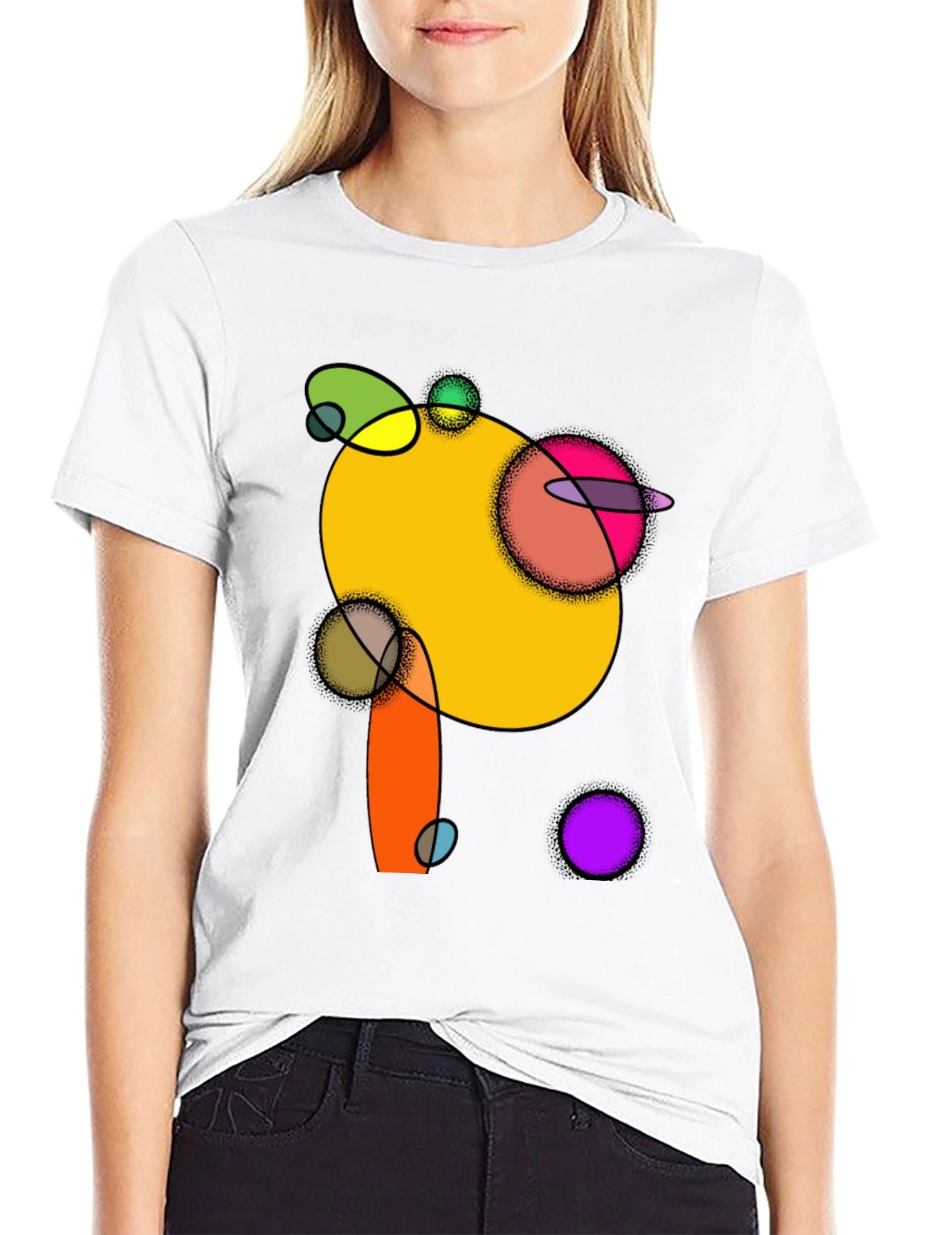 Abstract Circles Graphic Black T-Shirt