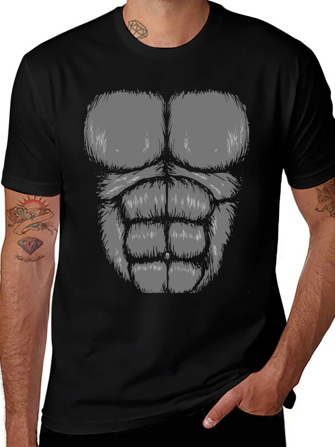 Funny Gorilla Chest T-Shirt - Prank Costume Tee