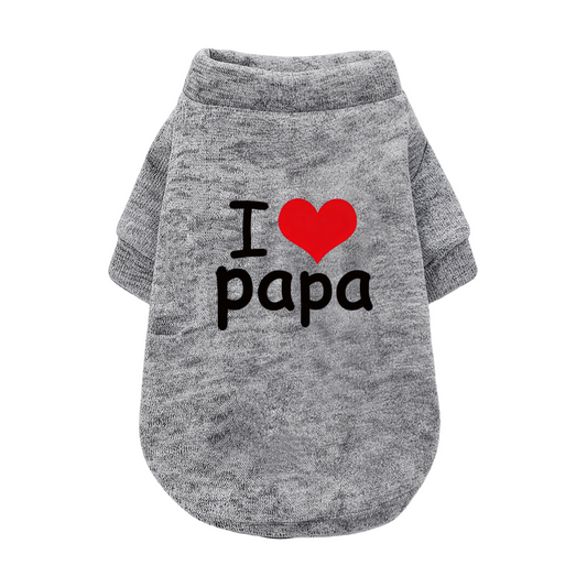 I Love Papa Gray Soft Comfy Pet Daily Sweater Cardigan