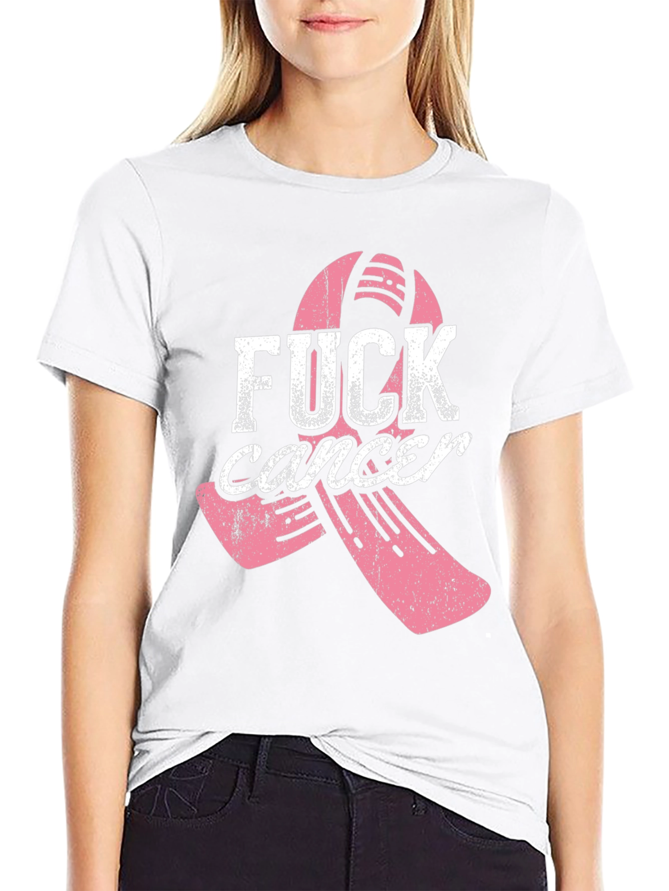 Fight Cancer T-Shirt - Pink Ribbon
