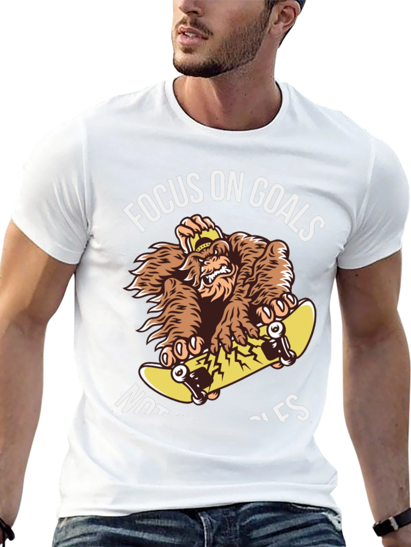Focus on Goals Skateboard Gorilla Graphic T-Shirt