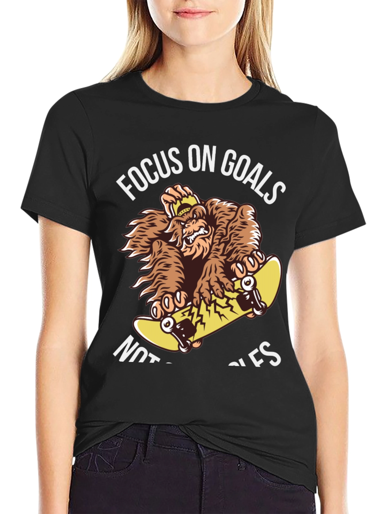 Focus on Goals Skateboard Gorilla Graphic T-Shirt