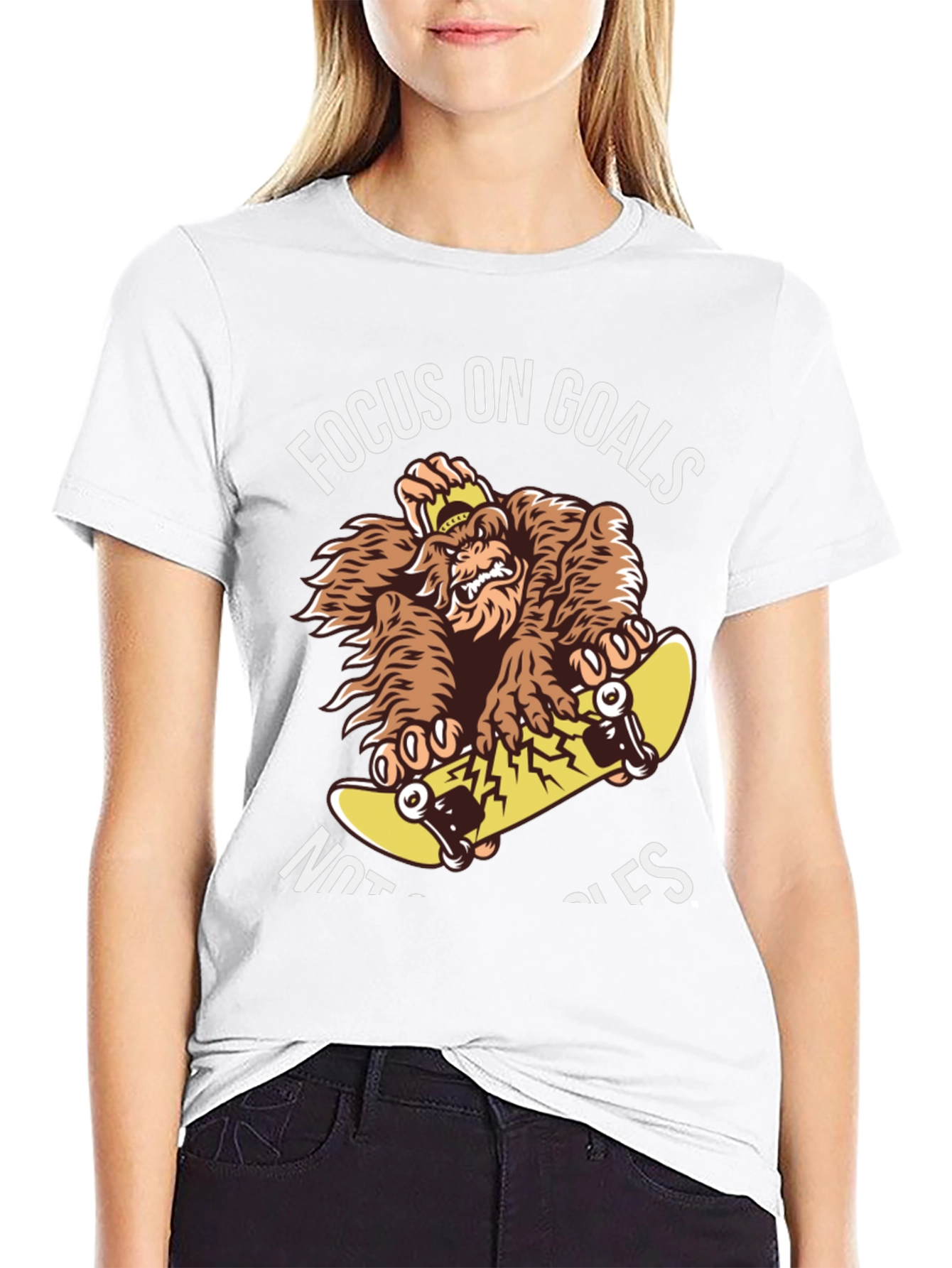 Focus on Goals Skateboard Gorilla Graphic T-Shirt