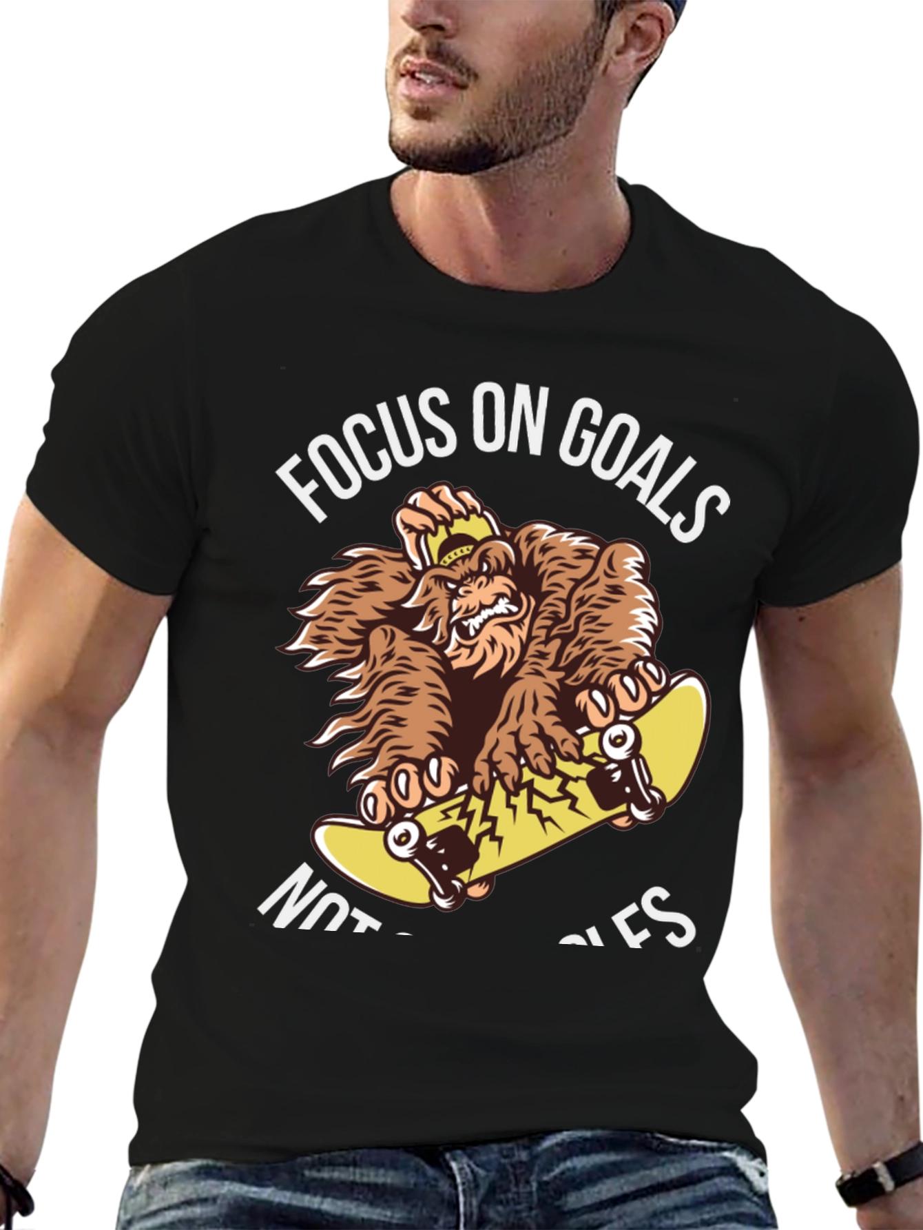 Focus on Goals Skateboard Gorilla Graphic T-Shirt