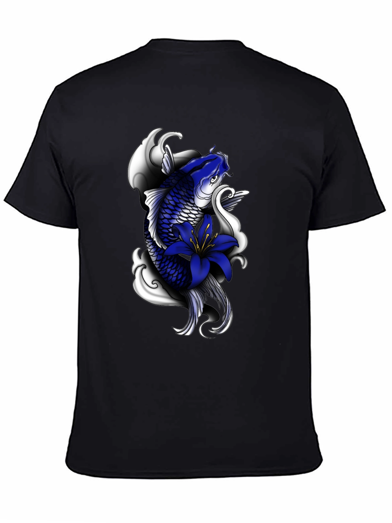 Koi Fish Graphic Print Black T-Shirt